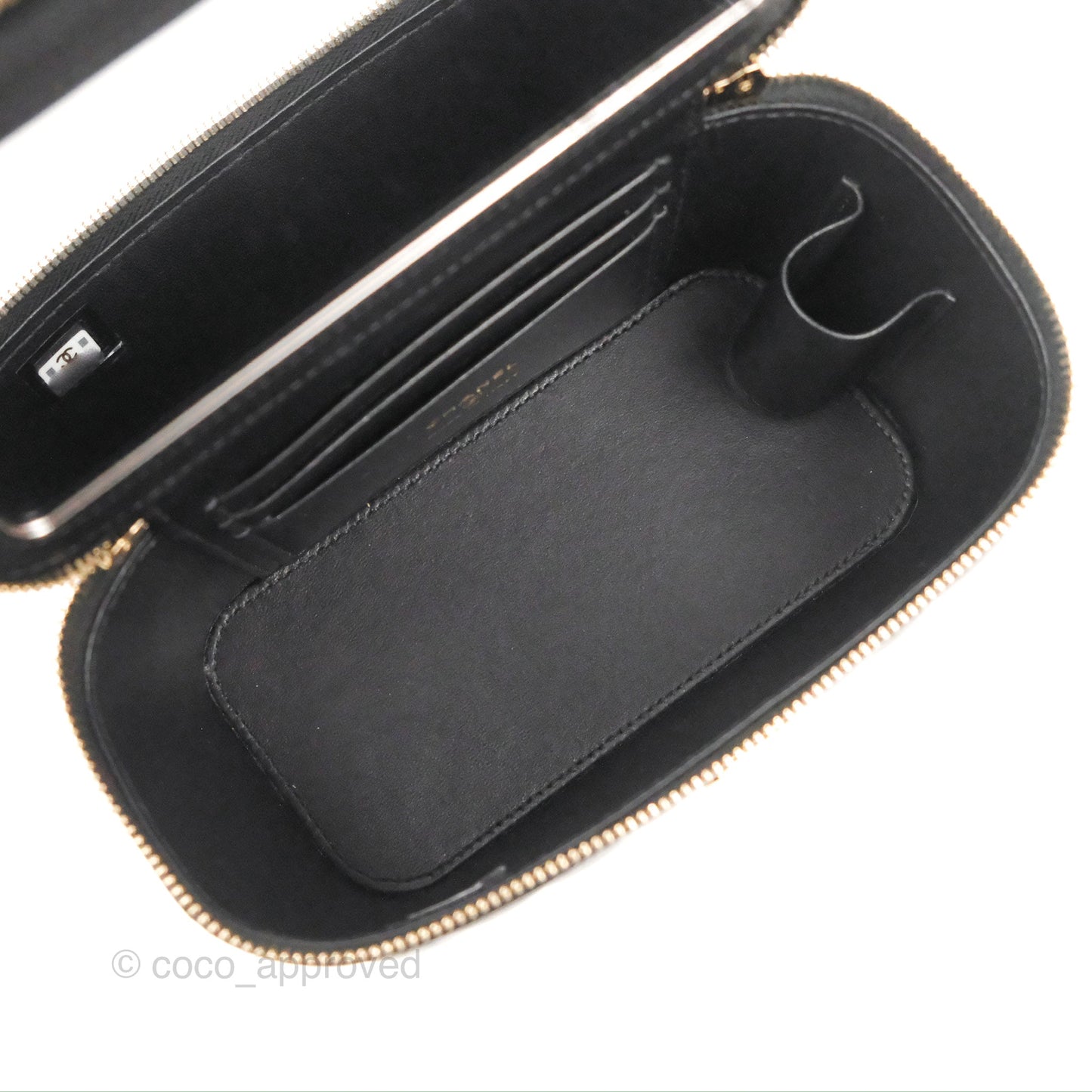 Chanel Vanity Rectangular Top Handle Black Lambskin Gold Hardware