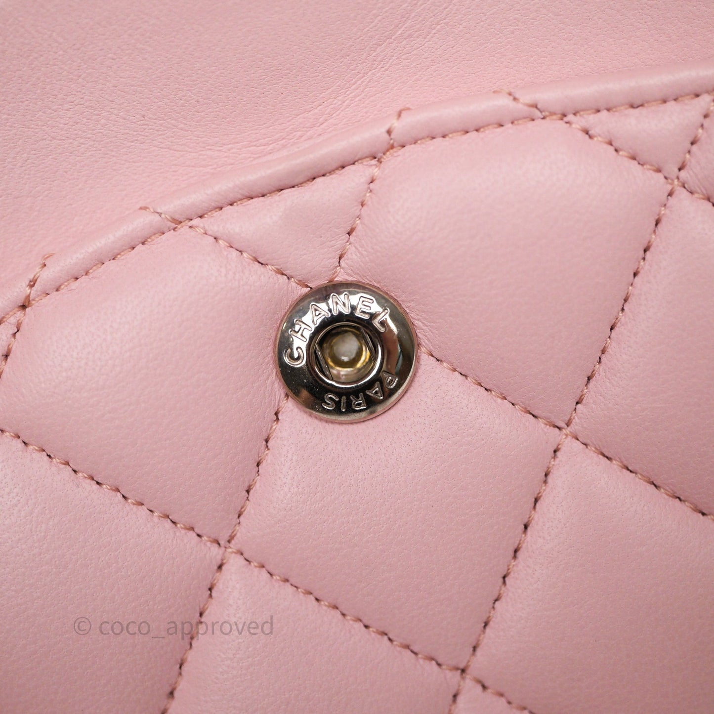 Chanel Classic M/L Medium Flap Quilted Pink Lambskin Silver Hardware