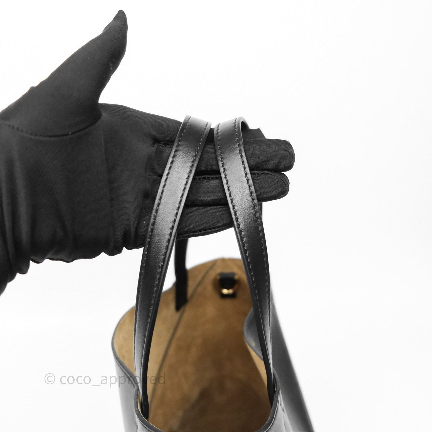 Loewe Mini Puzzle Fold Tote in Shiny Calfskin Black