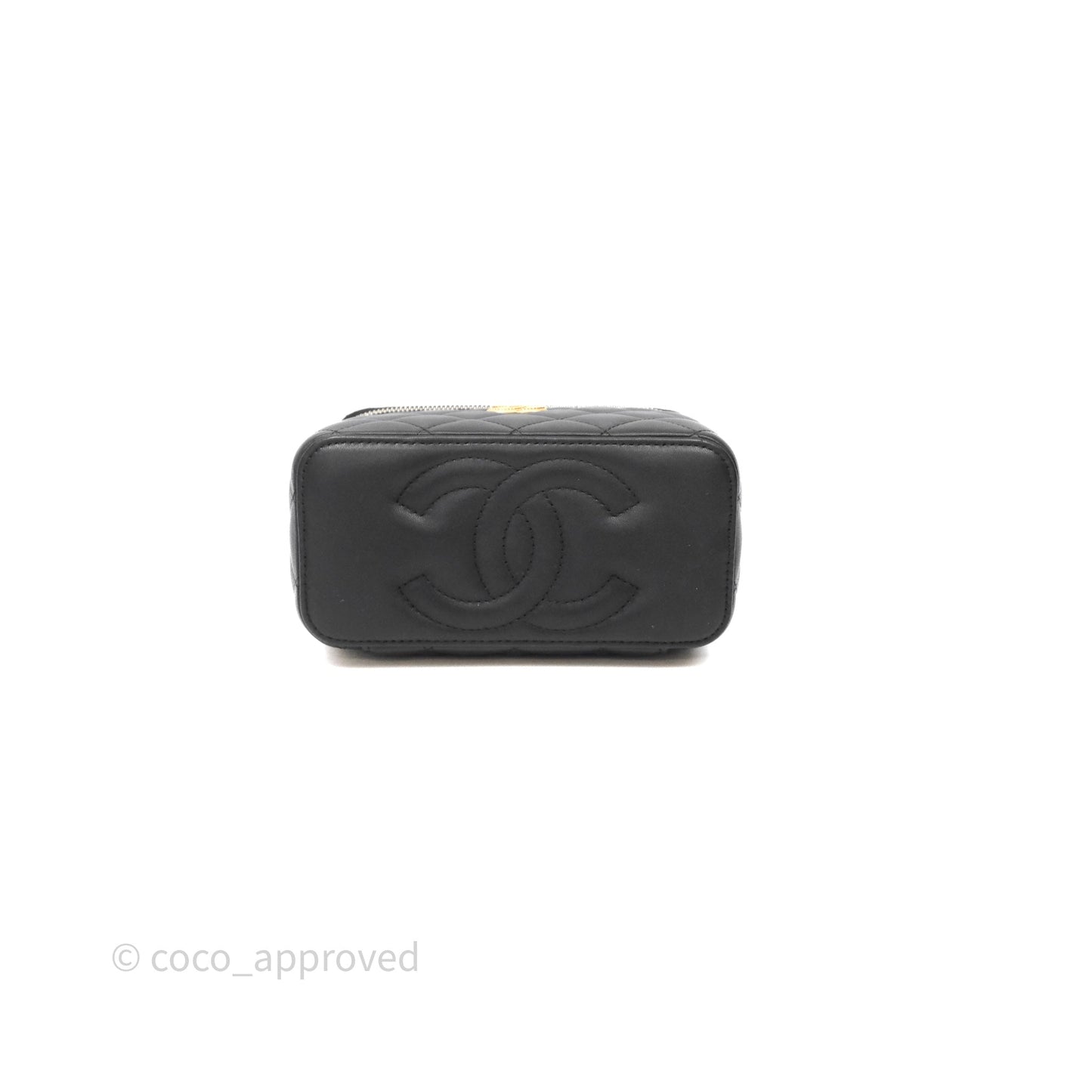Chanel Top Handle Vanity Rectangular Black Lambskin Aged Gold Hardware