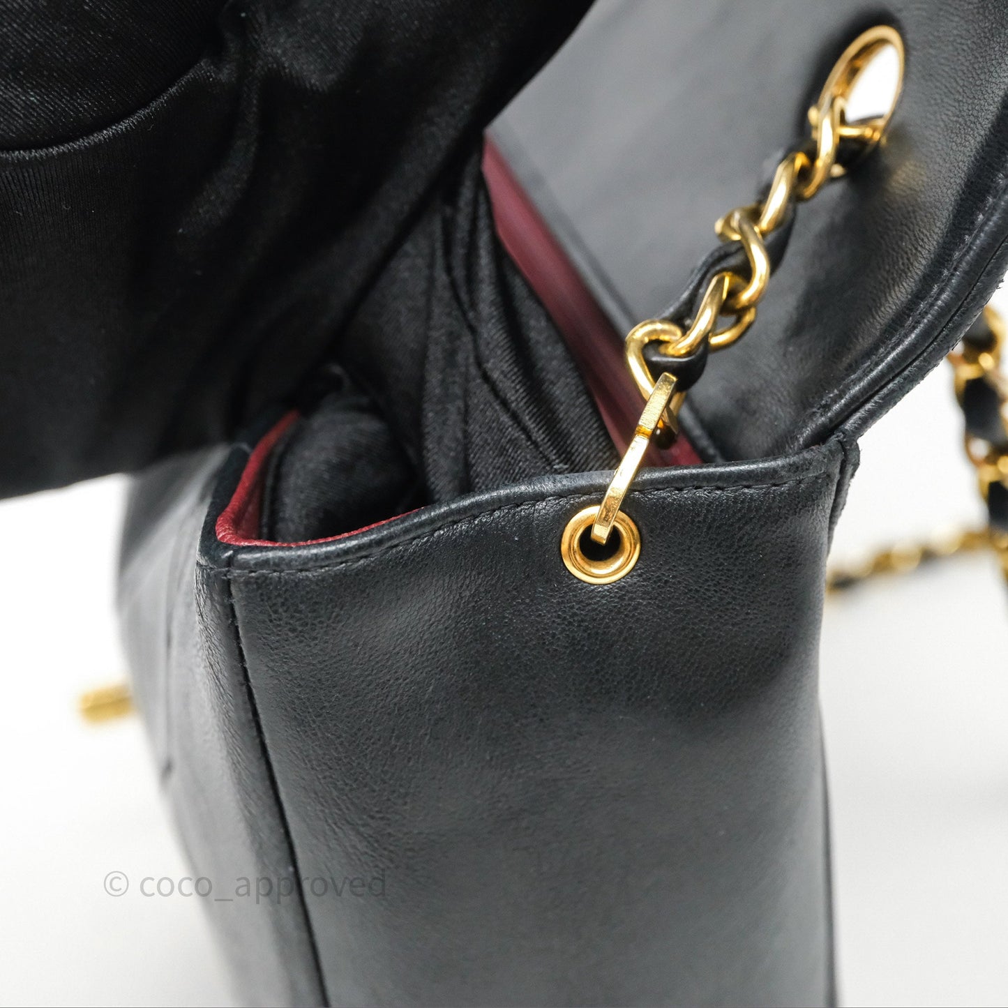 Chanel Vintage Medium Classic Diana Flap Bag Black Lambskin 24K Gold Hardware