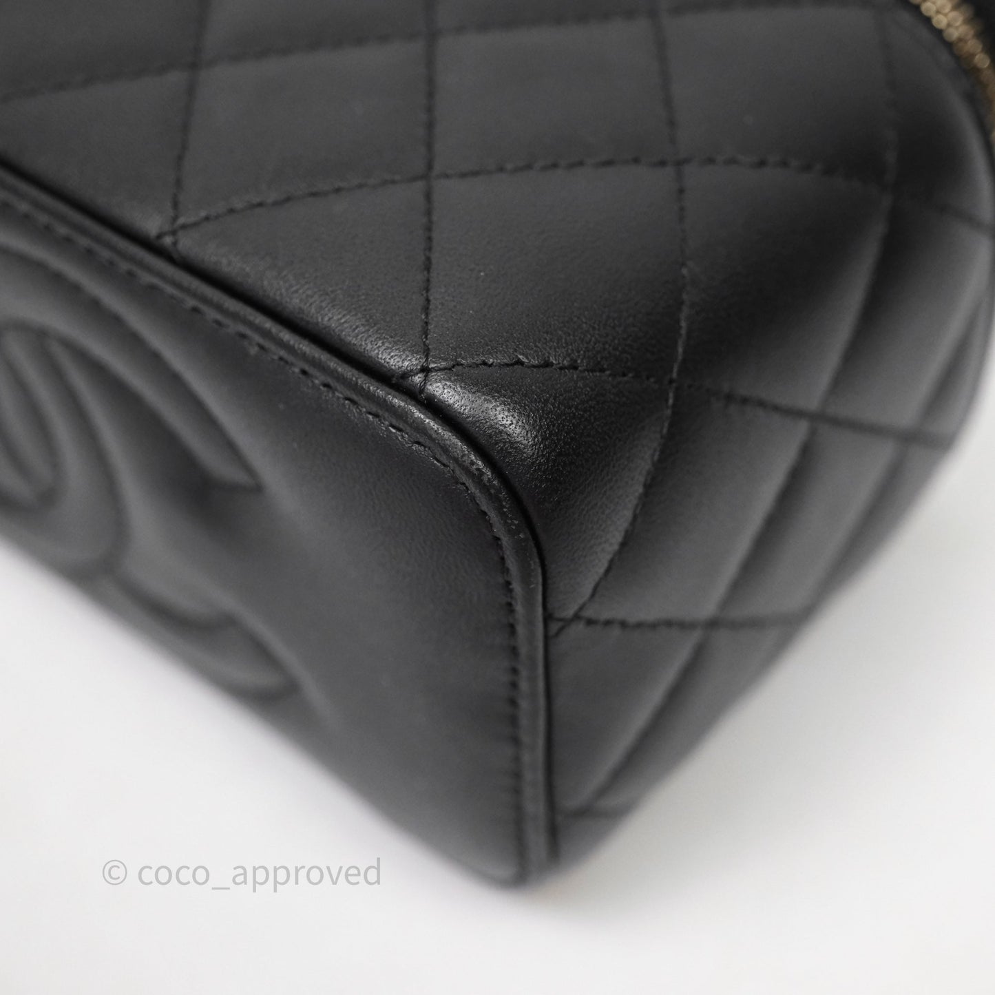 Chanel Top Handle Vanity Rectangular Black Lambskin Aged Gold Hardware