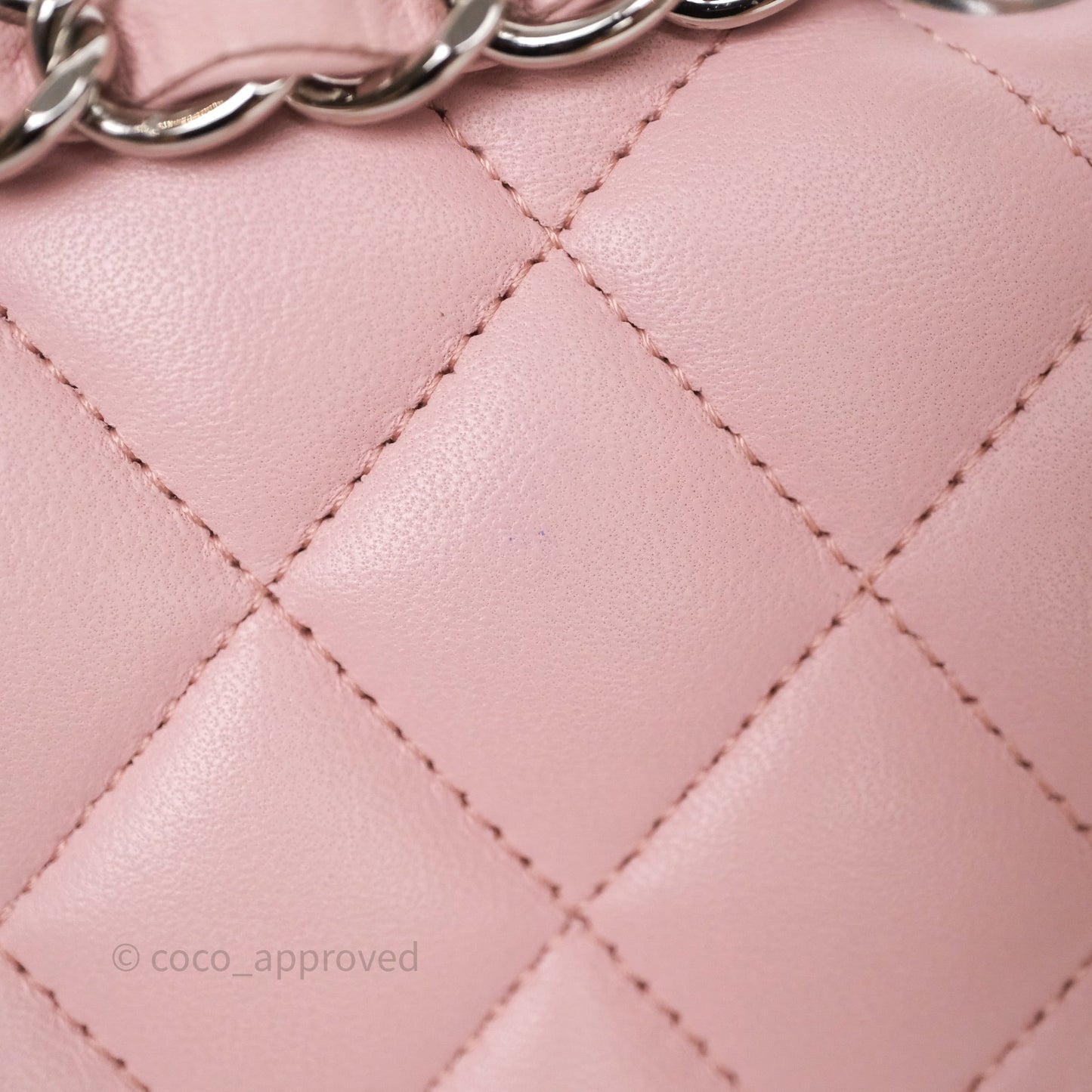 Chanel Classic M/L Medium Flap Quilted Pink Lambskin Silver Hardware