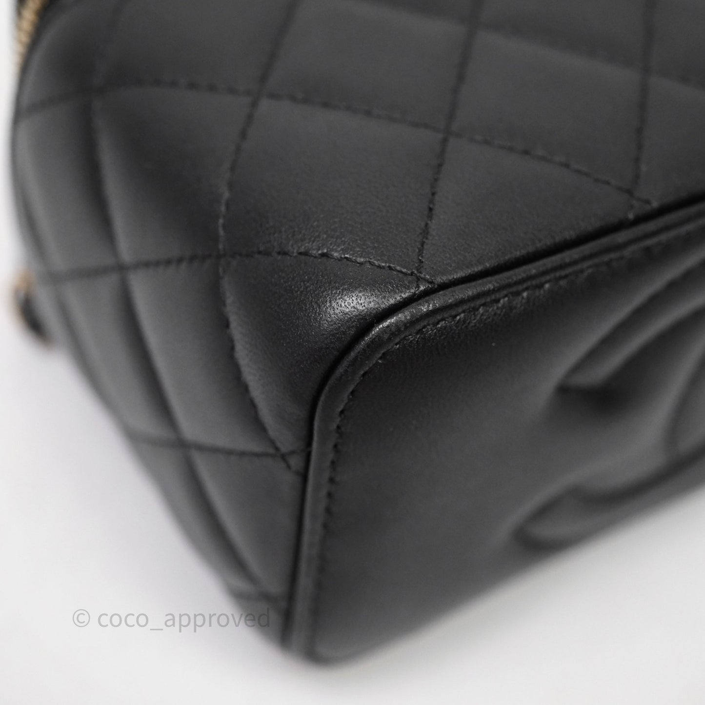 Chanel Top Handle Vanity Rectangular Black Lambskin Aged Gold Hardware