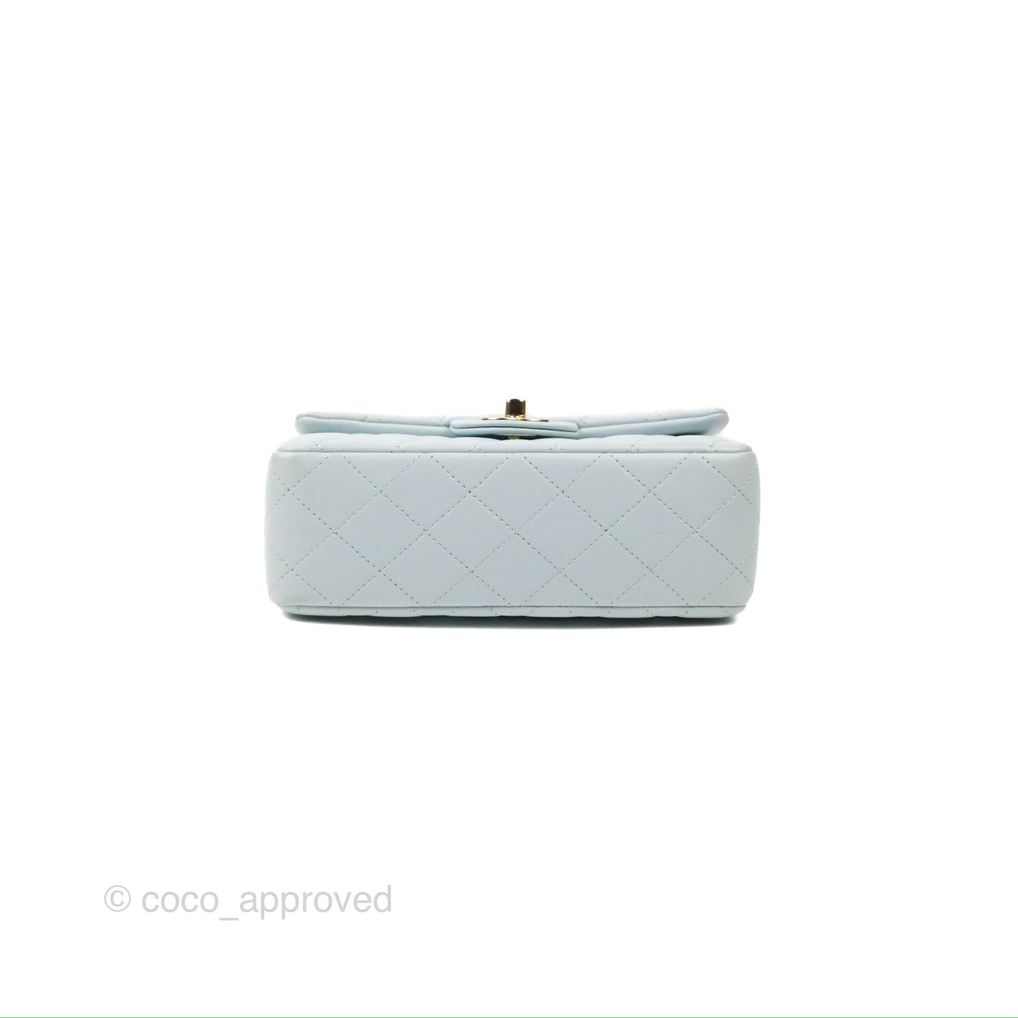 Chanel Top Handle Mini Rectangular Flap Bag Light Blue Lambskin Gold Hardware
