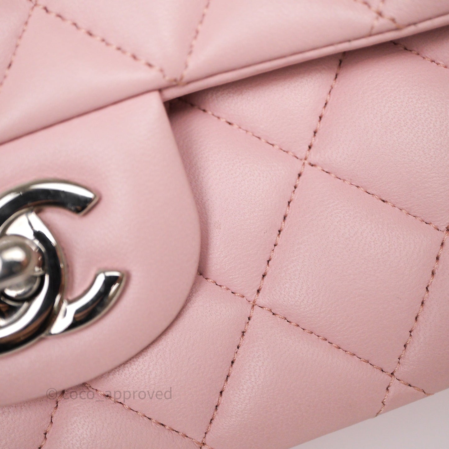 Chanel Classic M/L Medium Flap Quilted Pink Lambskin Silver Hardware