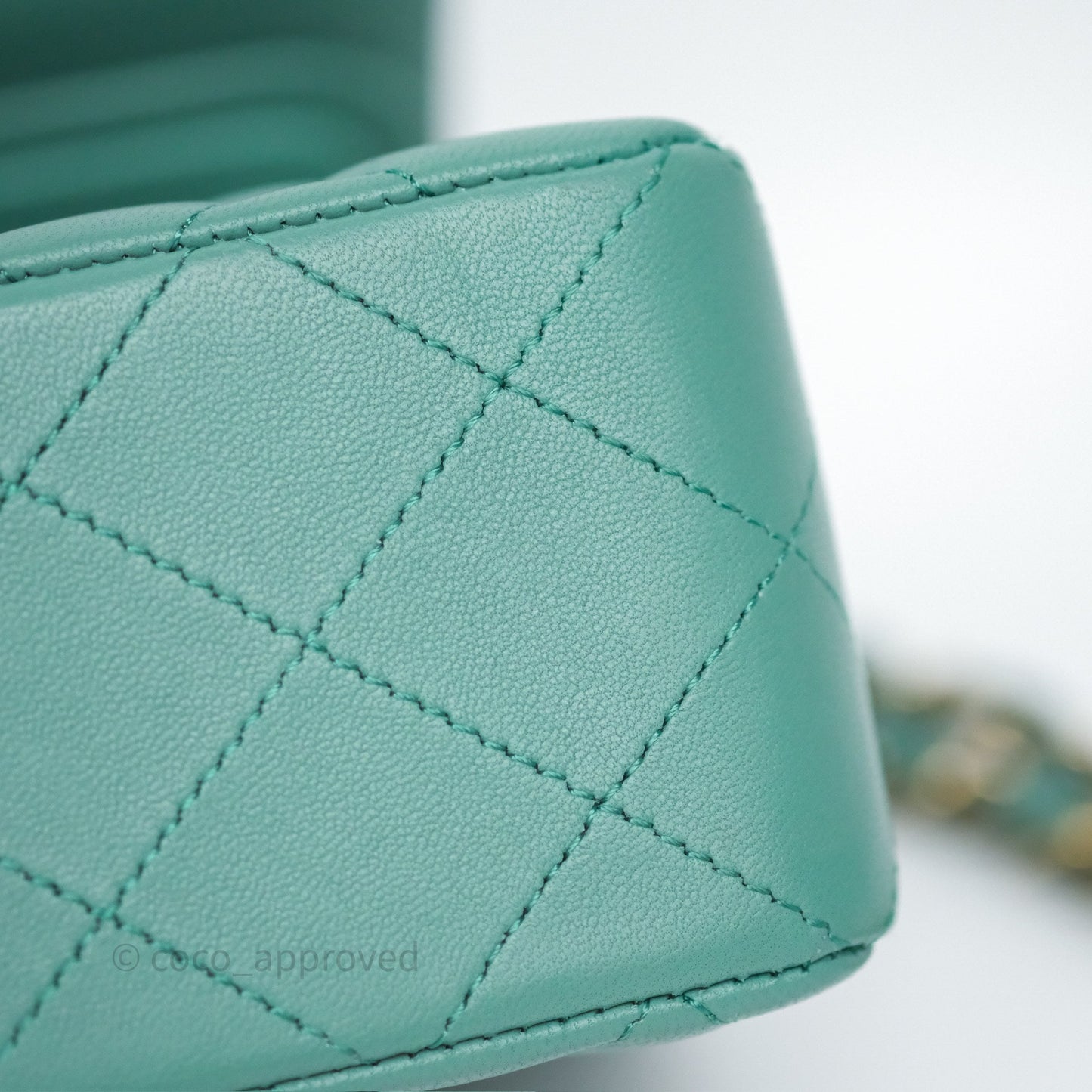 Chanel Small Classic Flap Quilted Green Lambskin Gold Hardware