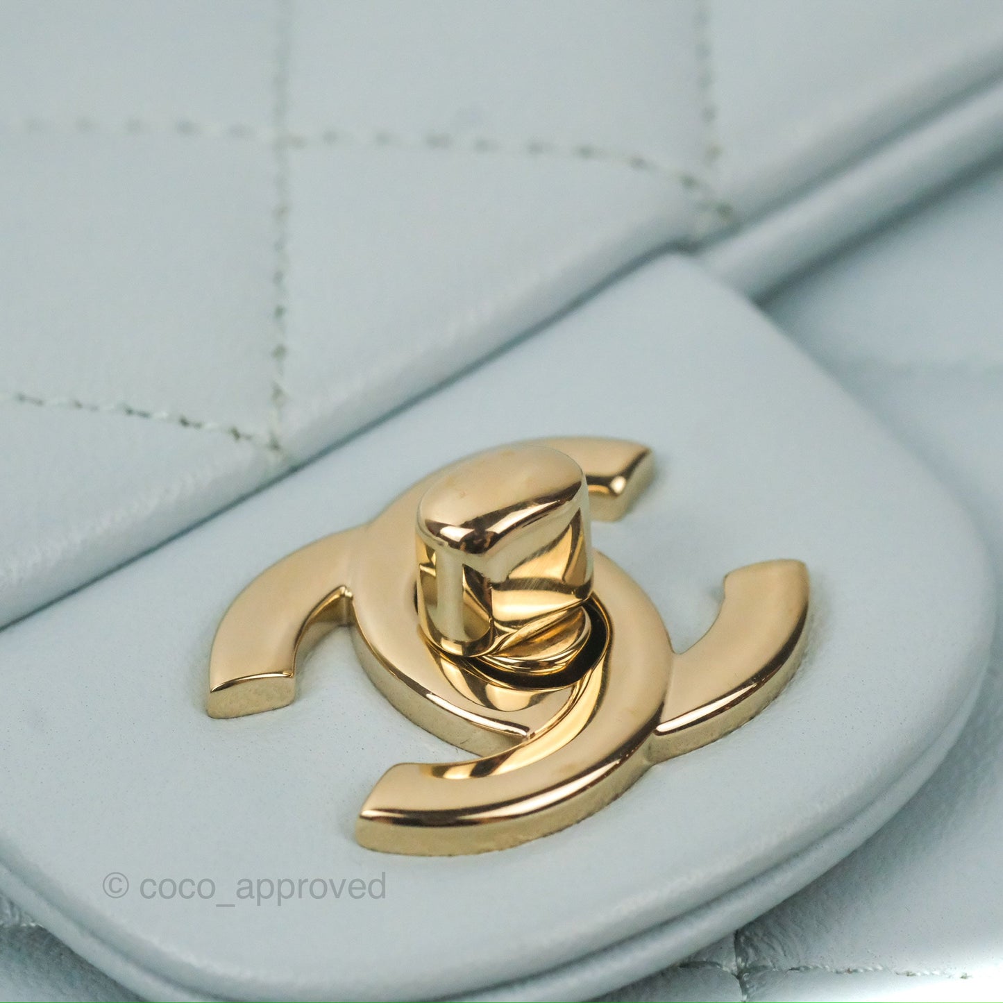 Chanel Top Handle Mini Rectangular Flap Bag Light Blue Lambskin Gold Hardware