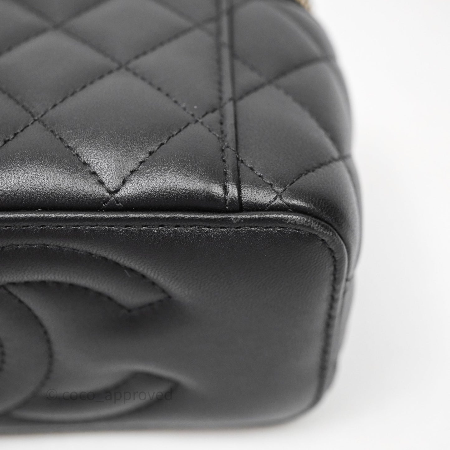 Chanel Top Handle Vanity Rectangular Black Lambskin Aged Gold Hardware