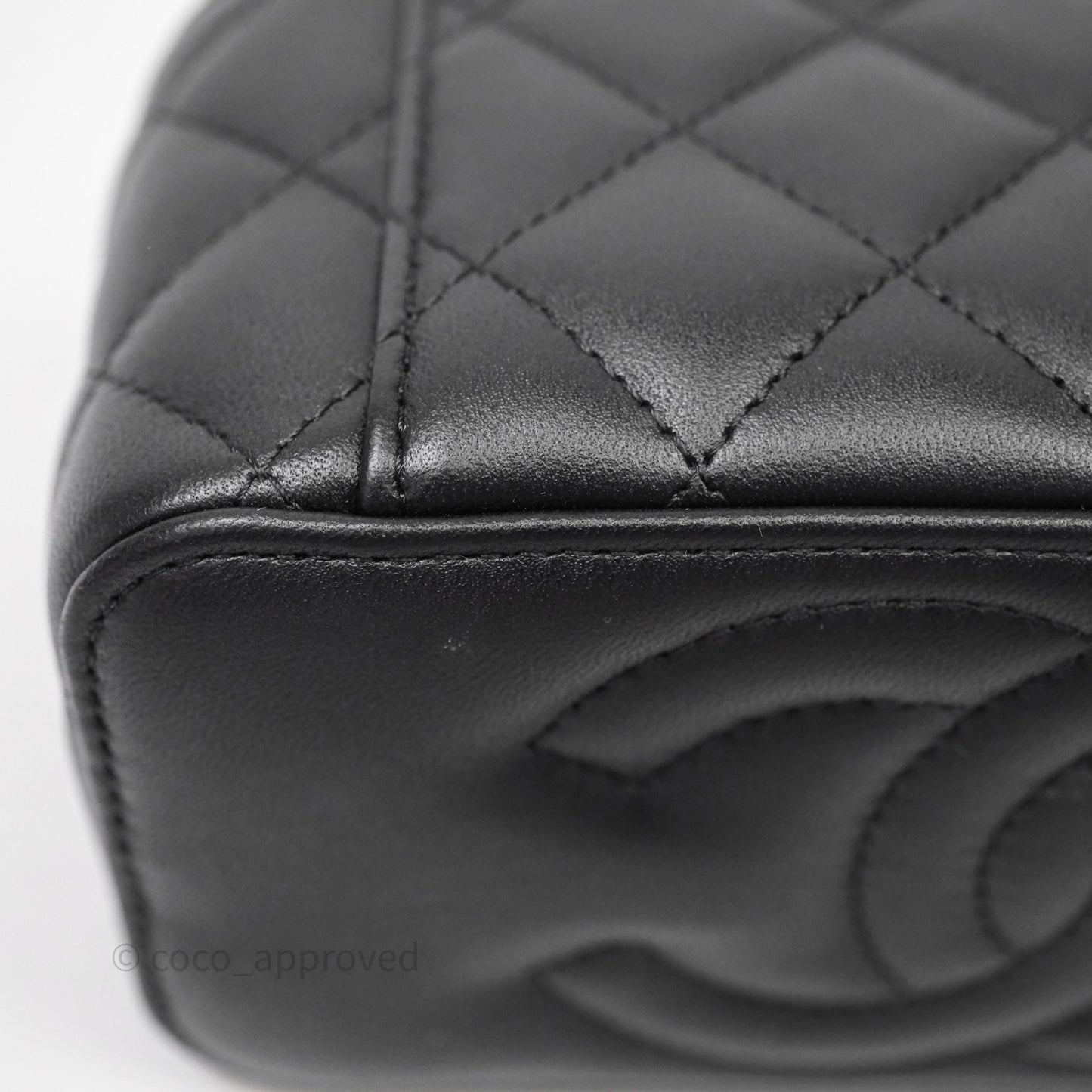 Chanel Top Handle Vanity Rectangular Black Lambskin Aged Gold Hardware
