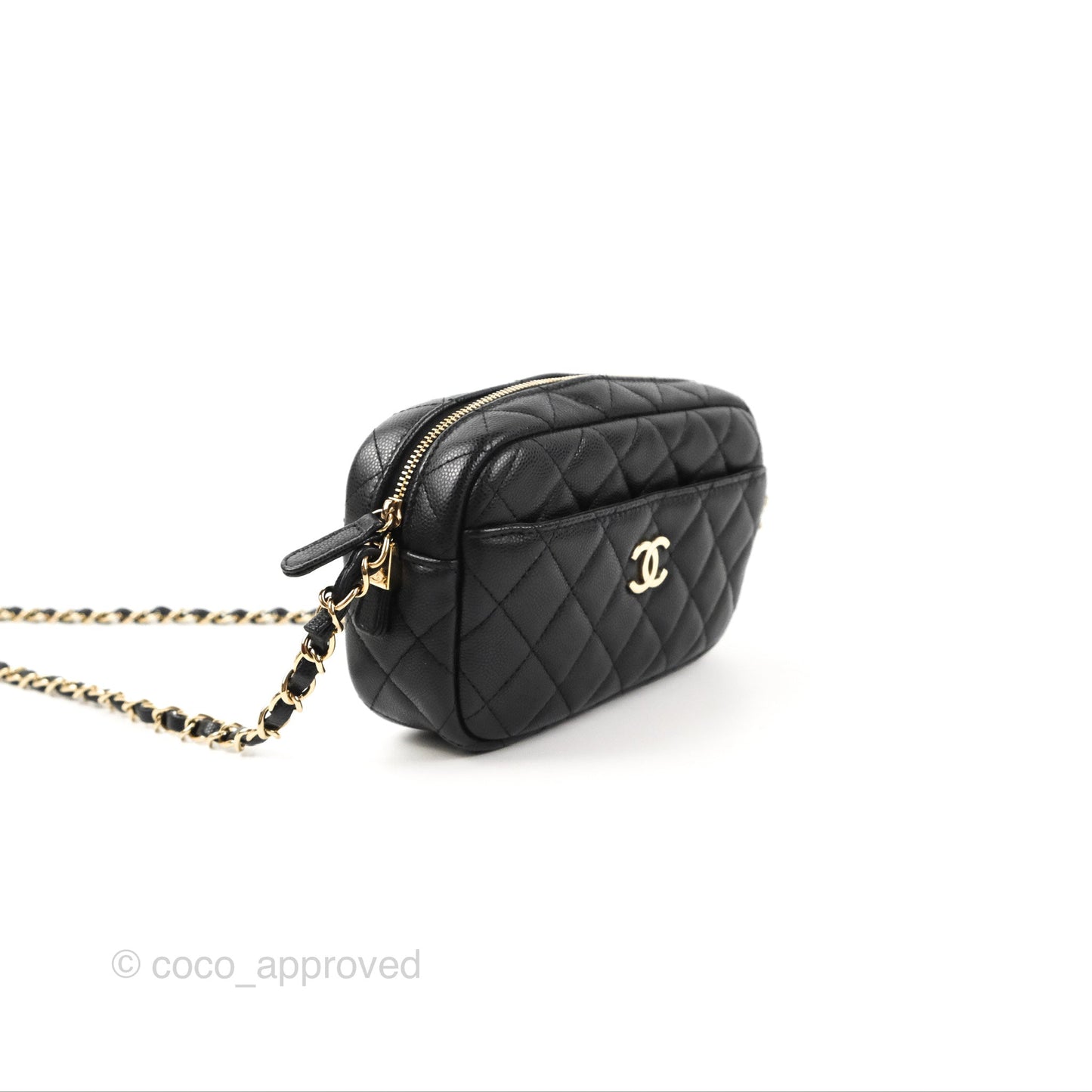 Chanel Classic Mini Camera Case Black Caviar Gold Hardware