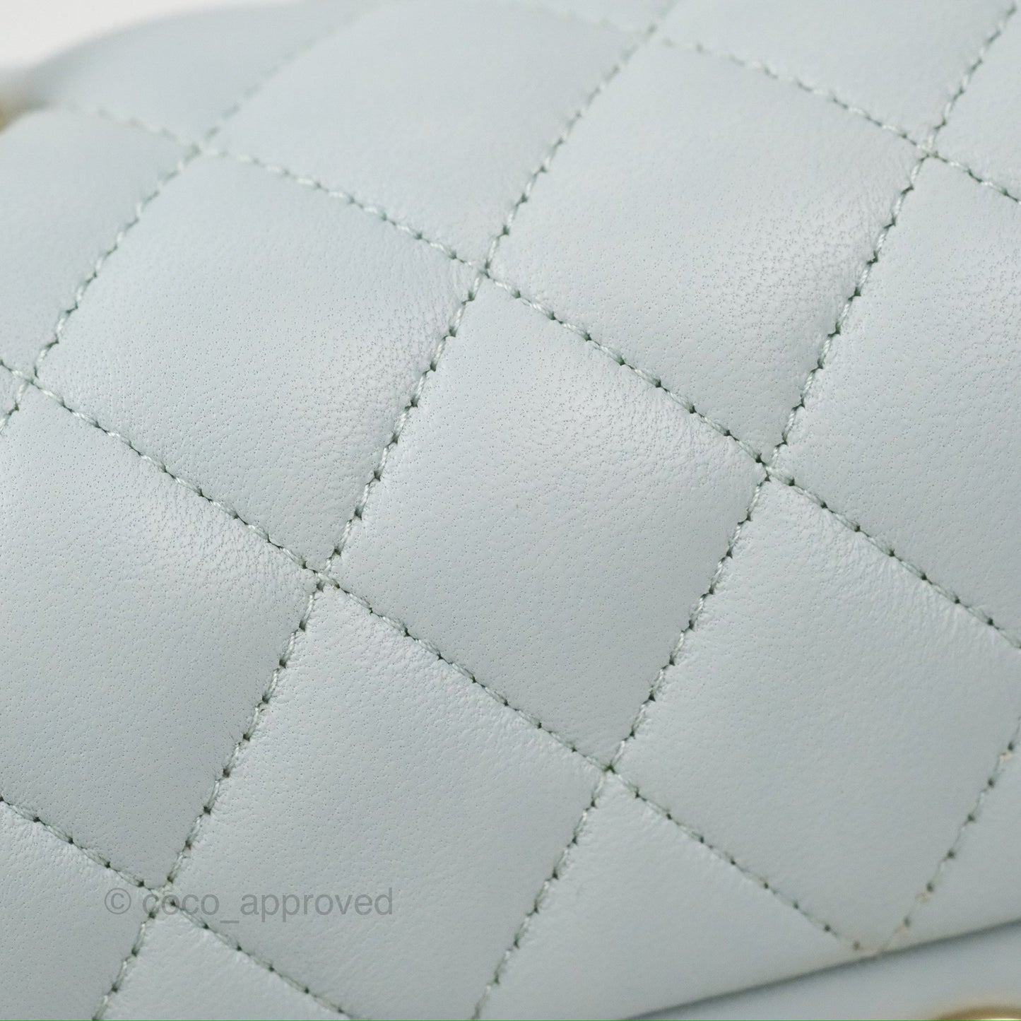 Chanel Top Handle Mini Rectangular Flap Bag Light Blue Lambskin Gold Hardware