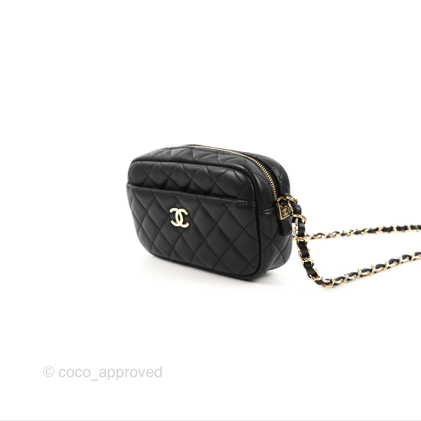 Chanel Classic Mini Camera Case Black Caviar Gold Hardware