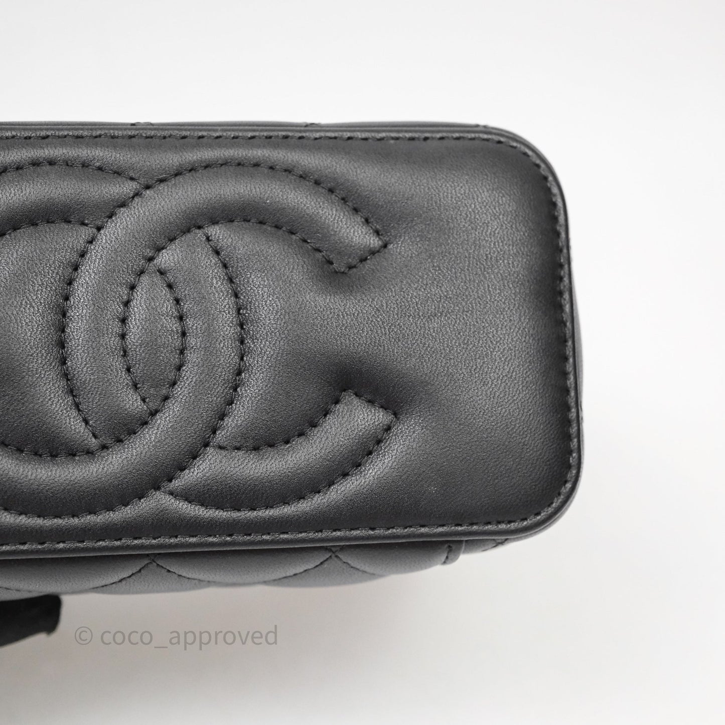 Chanel Top Handle Vanity Rectangular Black Lambskin Aged Gold Hardware