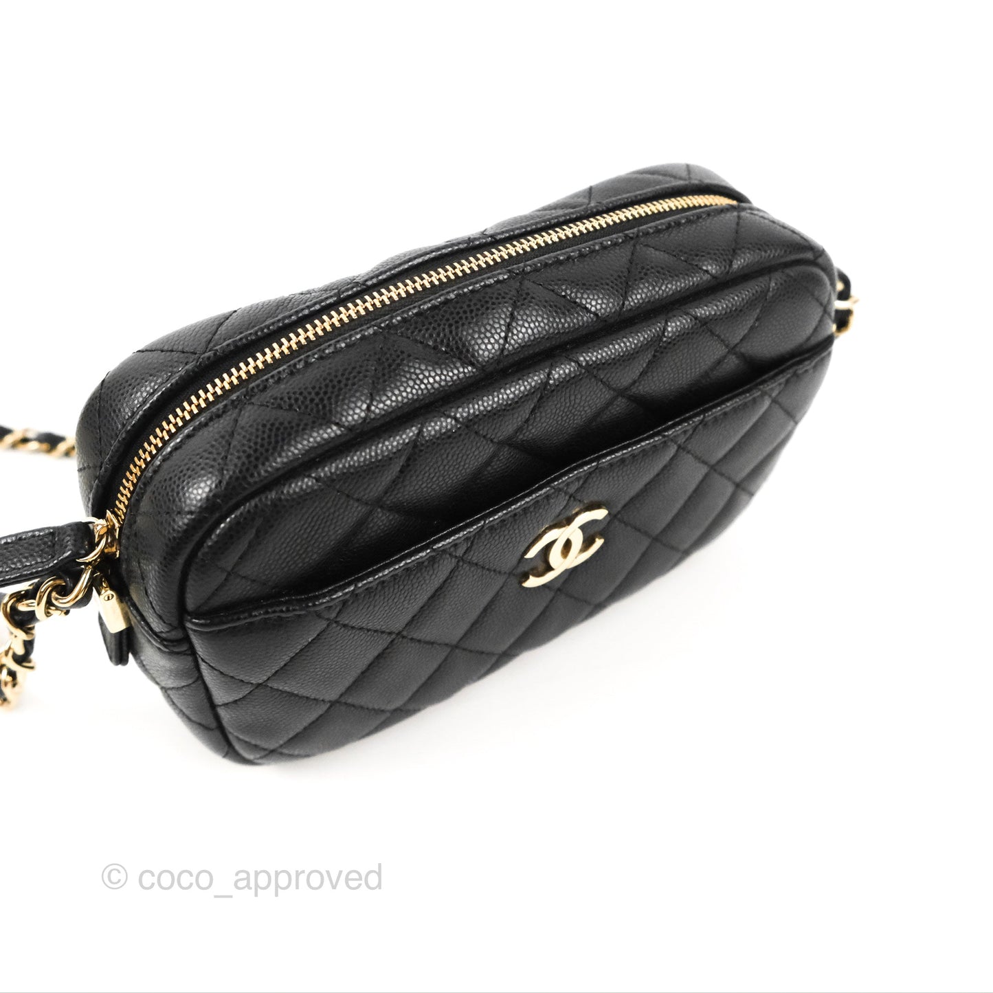 Chanel Classic Mini Camera Case Black Caviar Gold Hardware
