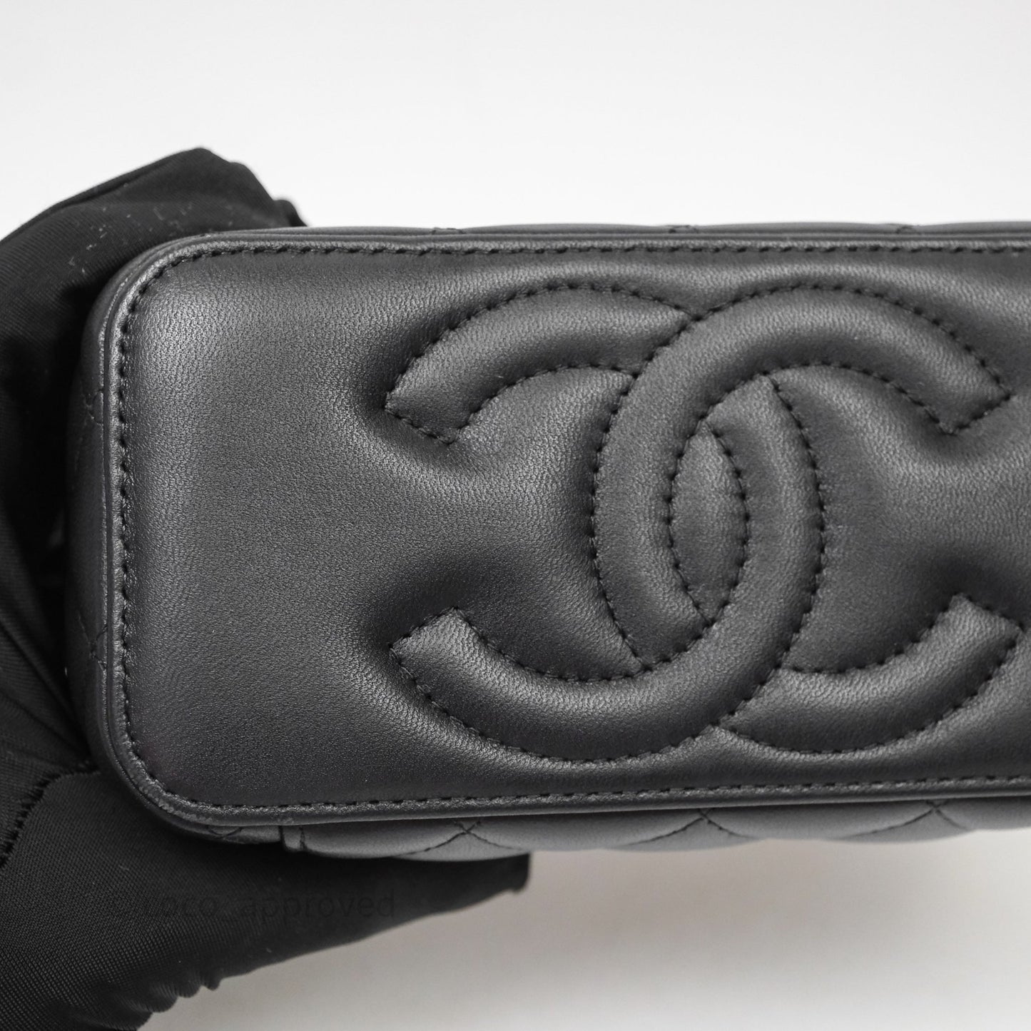 Chanel Top Handle Vanity Rectangular Black Lambskin Aged Gold Hardware