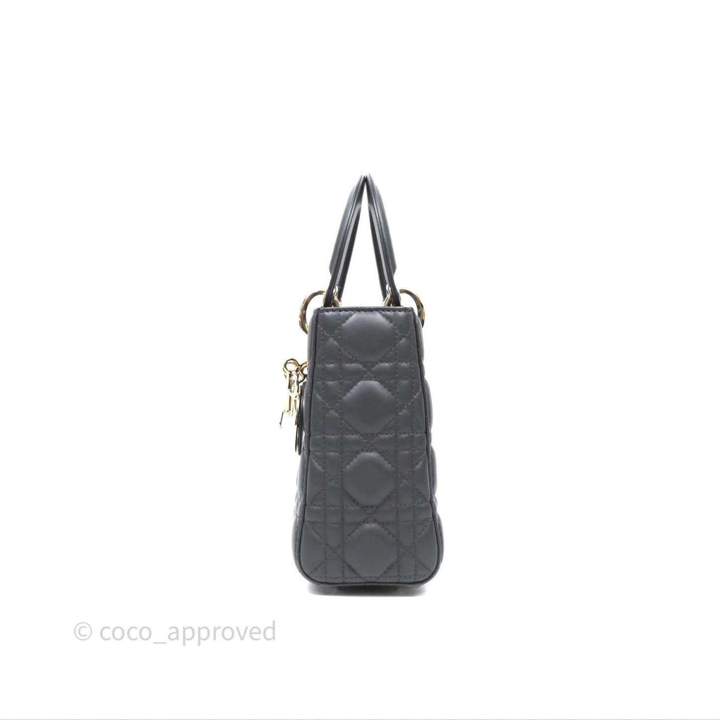 Christian Dior Small Lady Dior My ABCDior Bag Dark Grey Cannage Lambskin