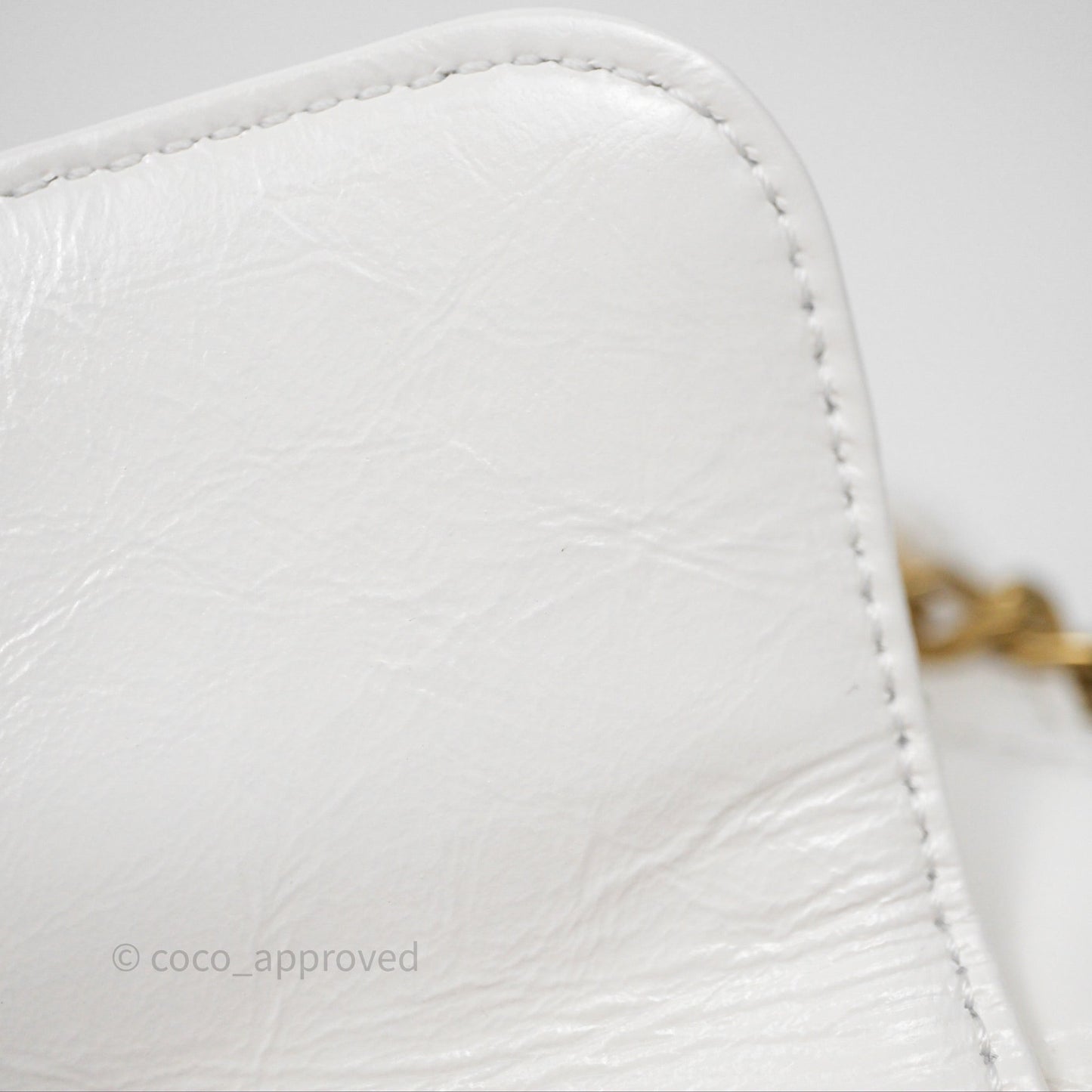 Chanel Small Wavy CC Hobo White Shiny Crumpled Calfskin Aged Gold Hardware
