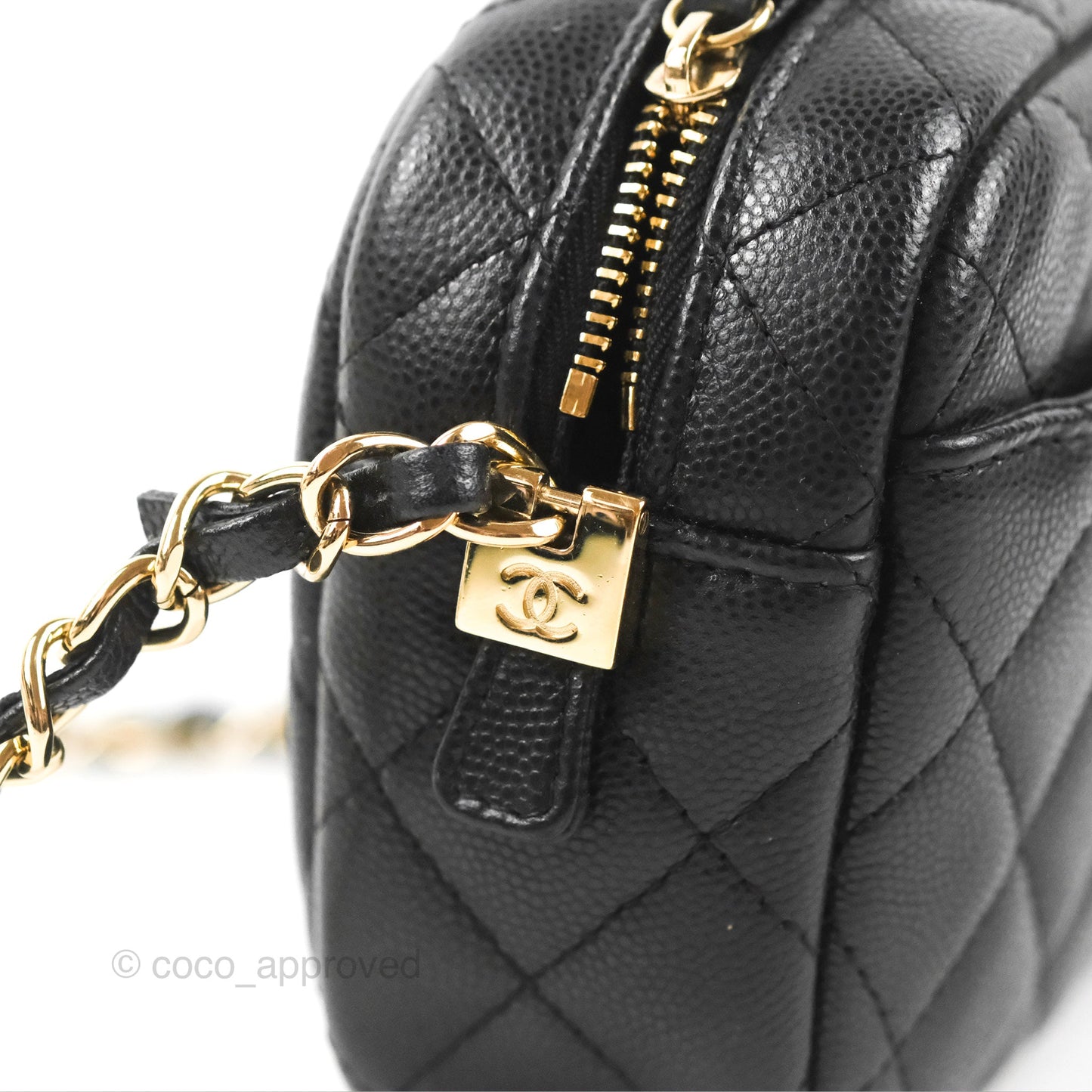 Chanel Classic Mini Camera Case Black Caviar Gold Hardware