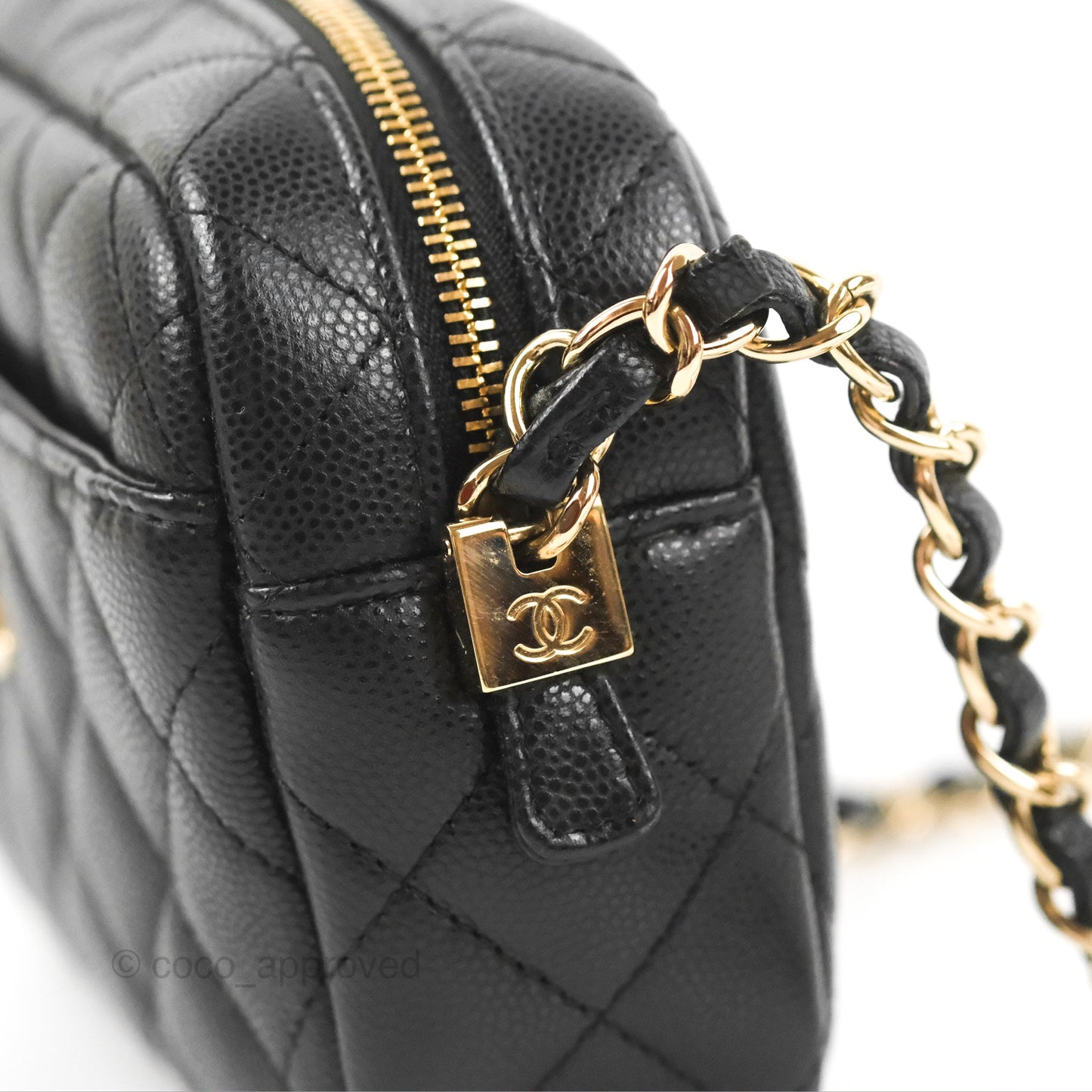 Chanel Classic Mini Camera Case Black Caviar Gold Hardware