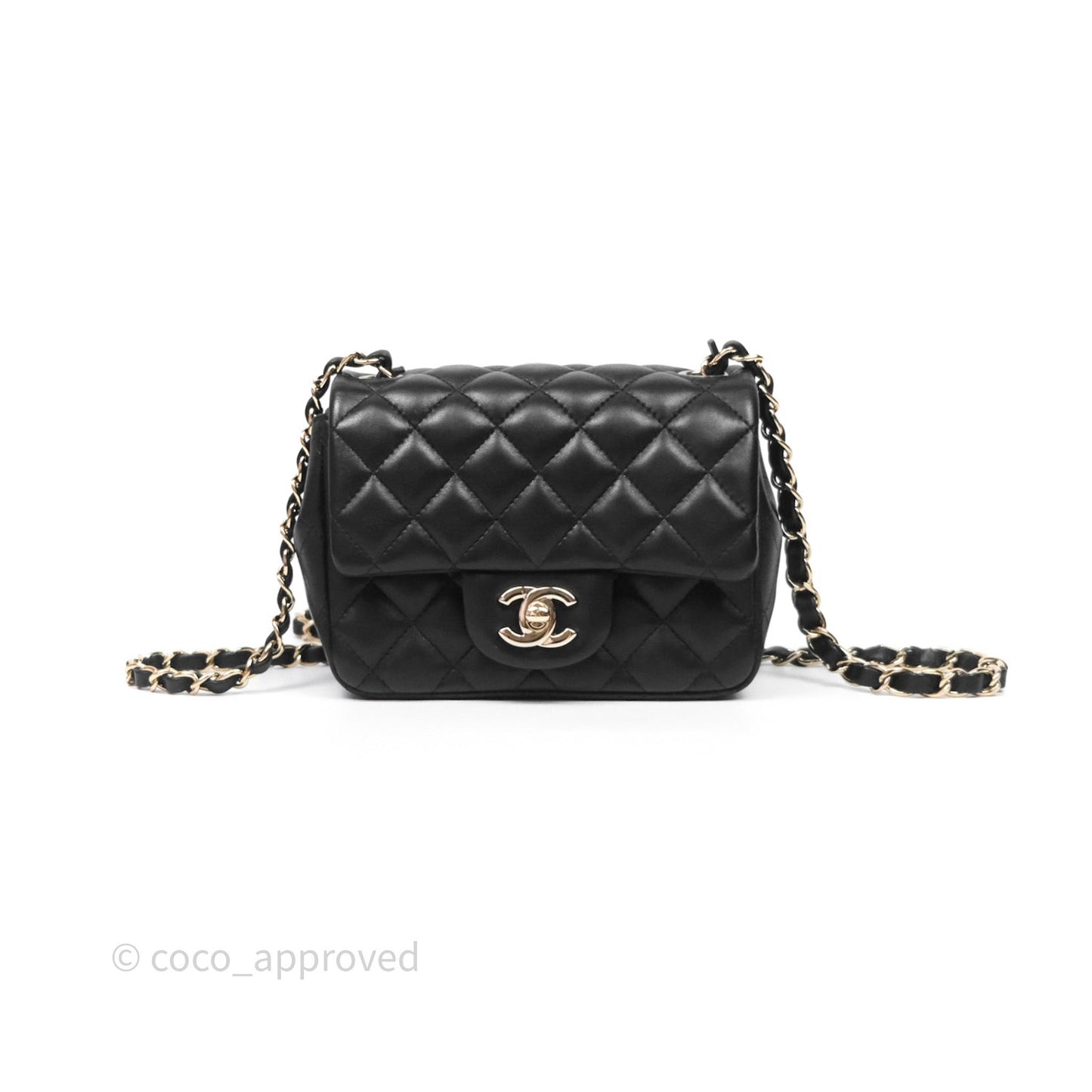 Chanel Mini Square Black Lambskin Gold Hardware