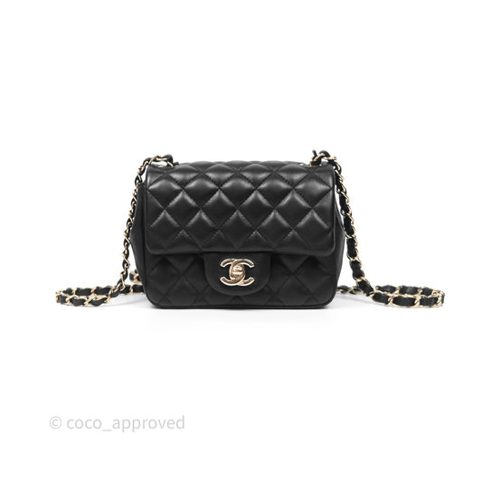 Chanel Mini Square Black Lambskin Gold Hardware