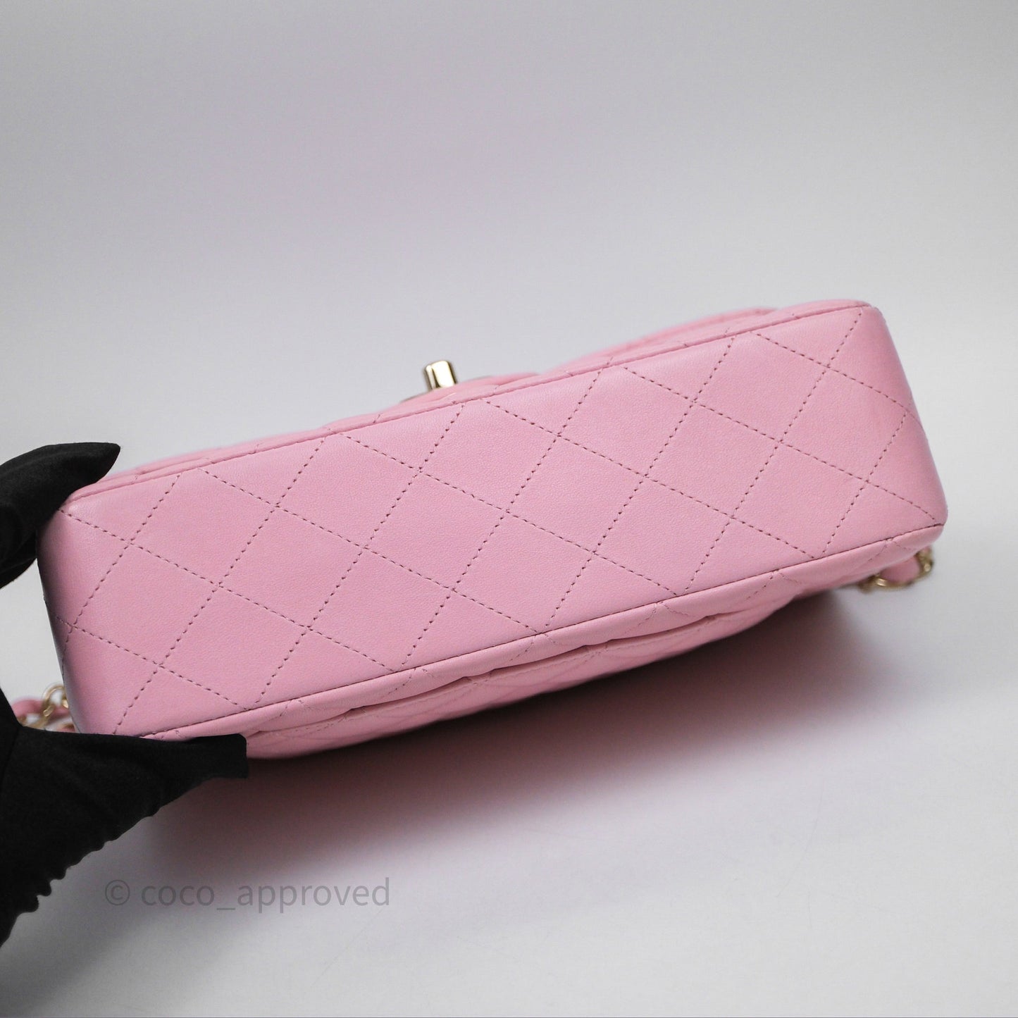 Chanel Small Classic Quilted Flap Pink Lambskin Gold Hardware