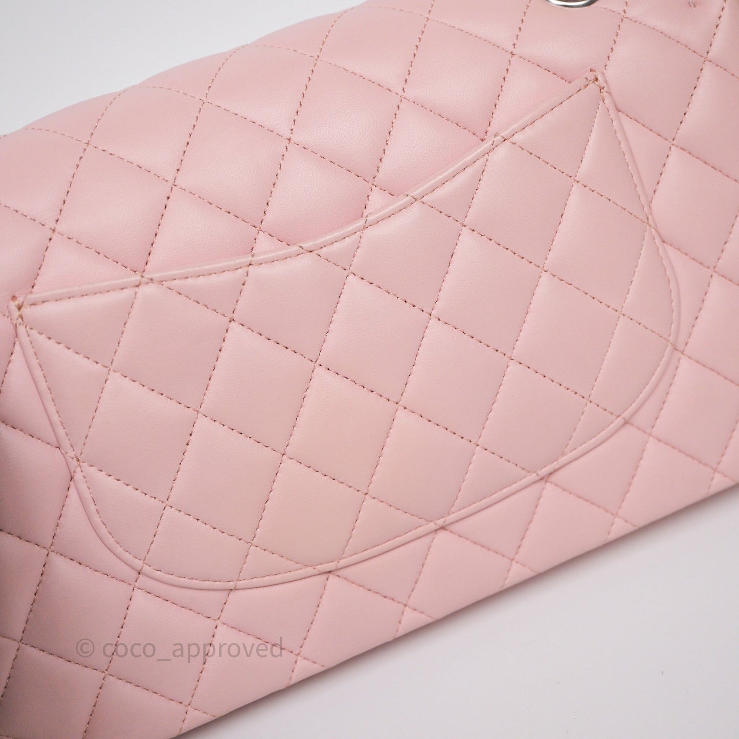Chanel Classic M/L Medium Flap Quilted Pink Lambskin Silver Hardware