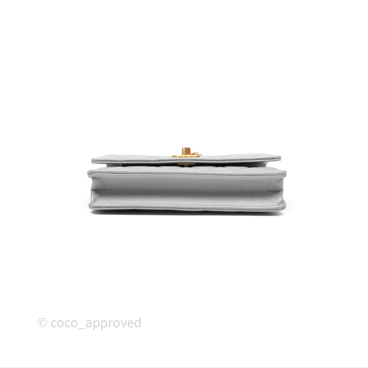 Chanel Wallet On Chain WOC Adjustable CC Chain Grey Iridescent Caviar Aged Gold Hardware