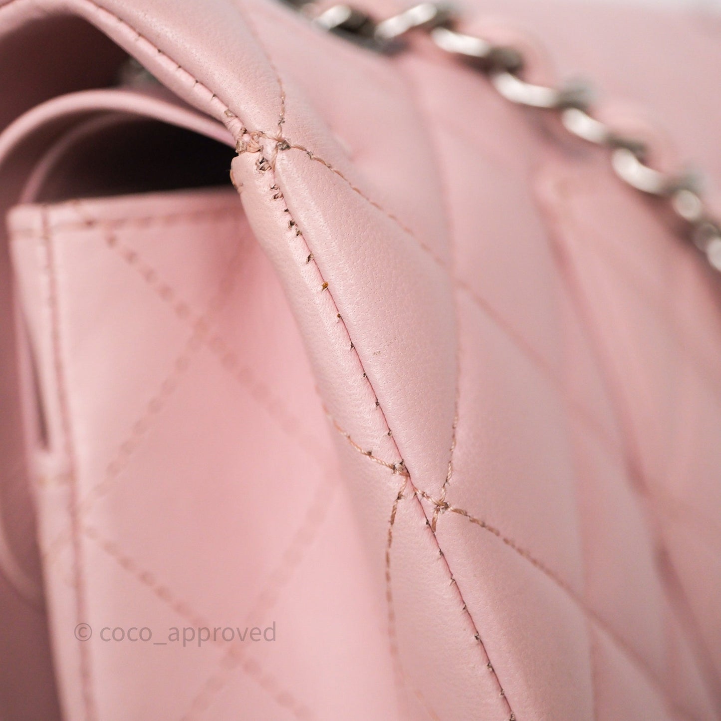 Chanel Classic M/L Medium Flap Quilted Pink Lambskin Silver Hardware