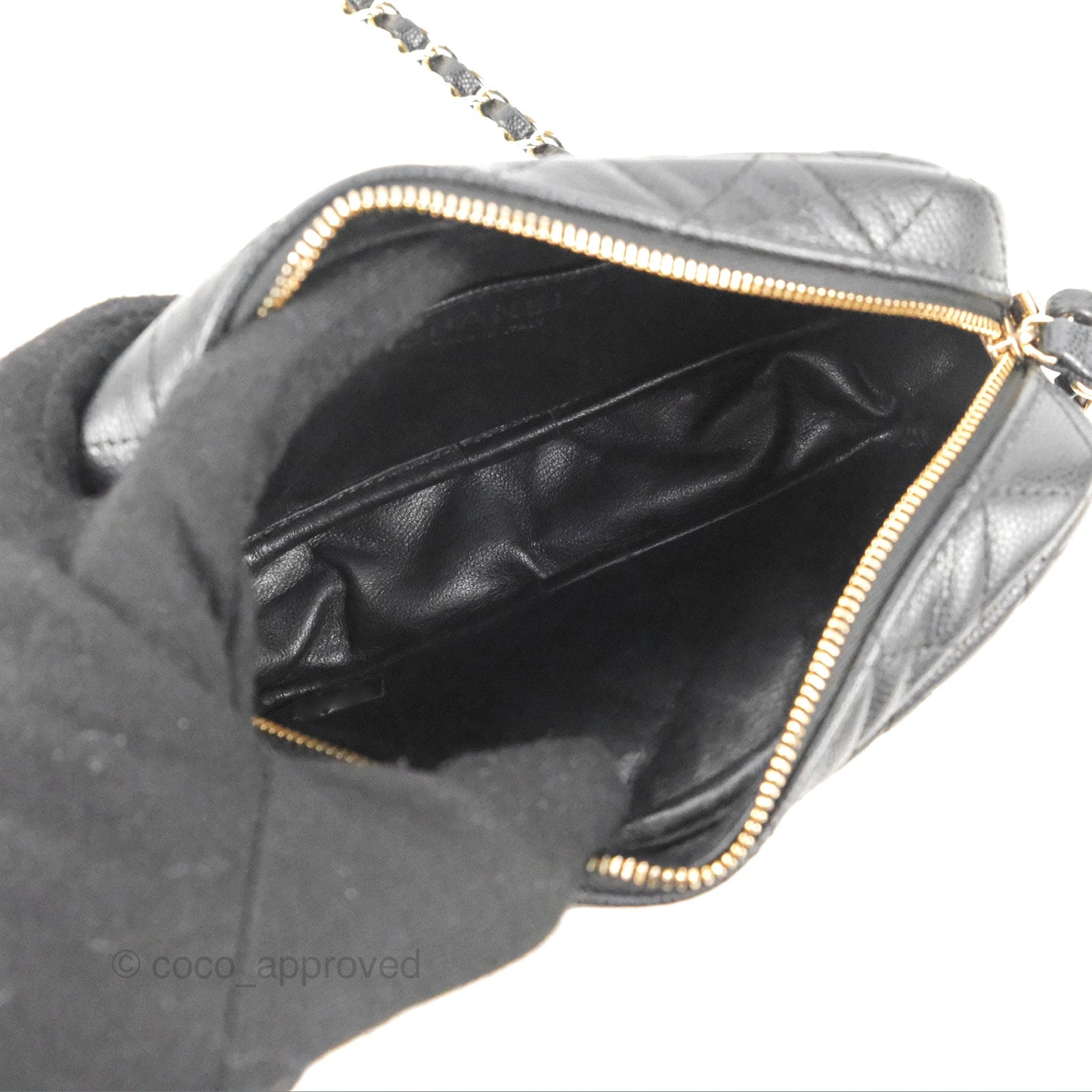 Chanel Classic Mini Camera Case Black Caviar Gold Hardware
