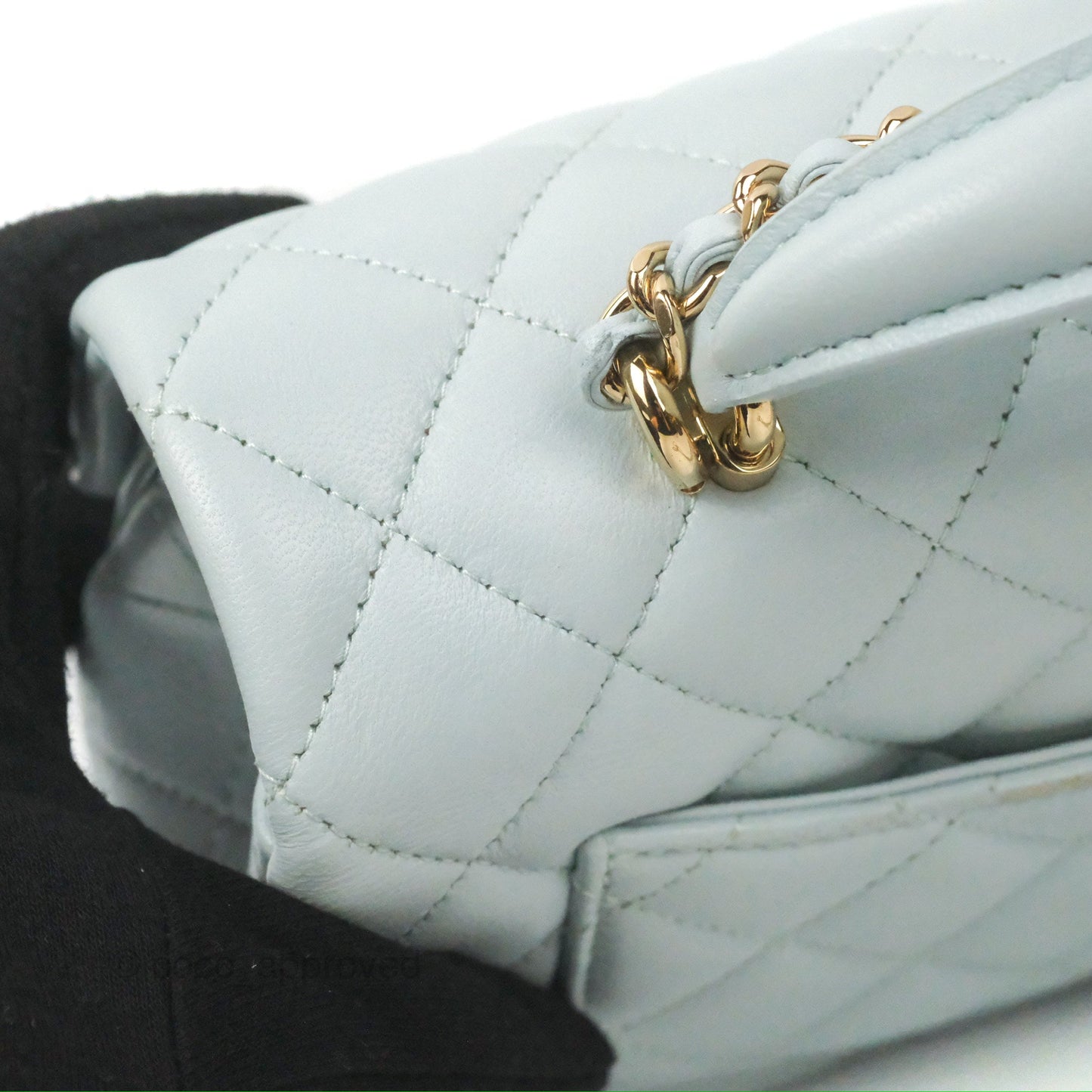 Chanel Top Handle Mini Rectangular Flap Bag Light Blue Lambskin Gold Hardware