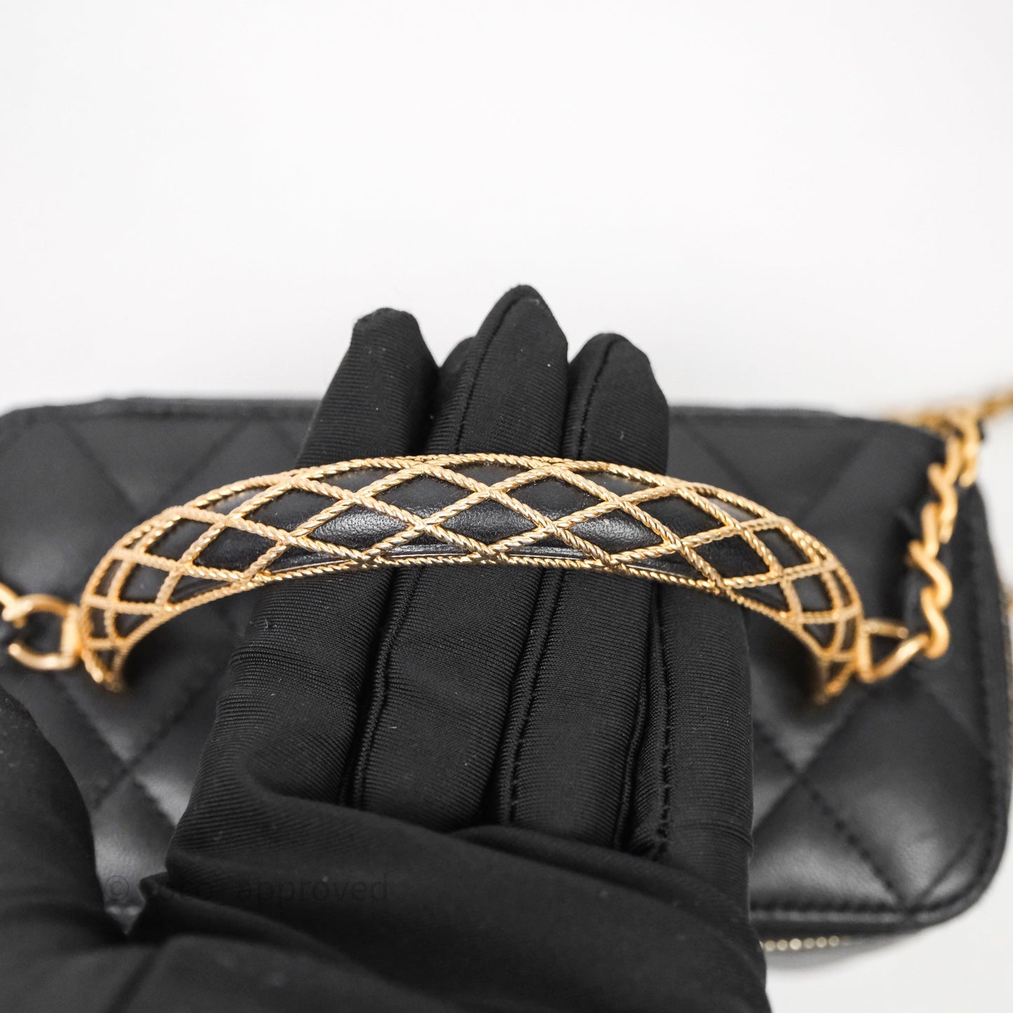 Chanel Top Handle Vanity Rectangular Black Lambskin Aged Gold Hardware