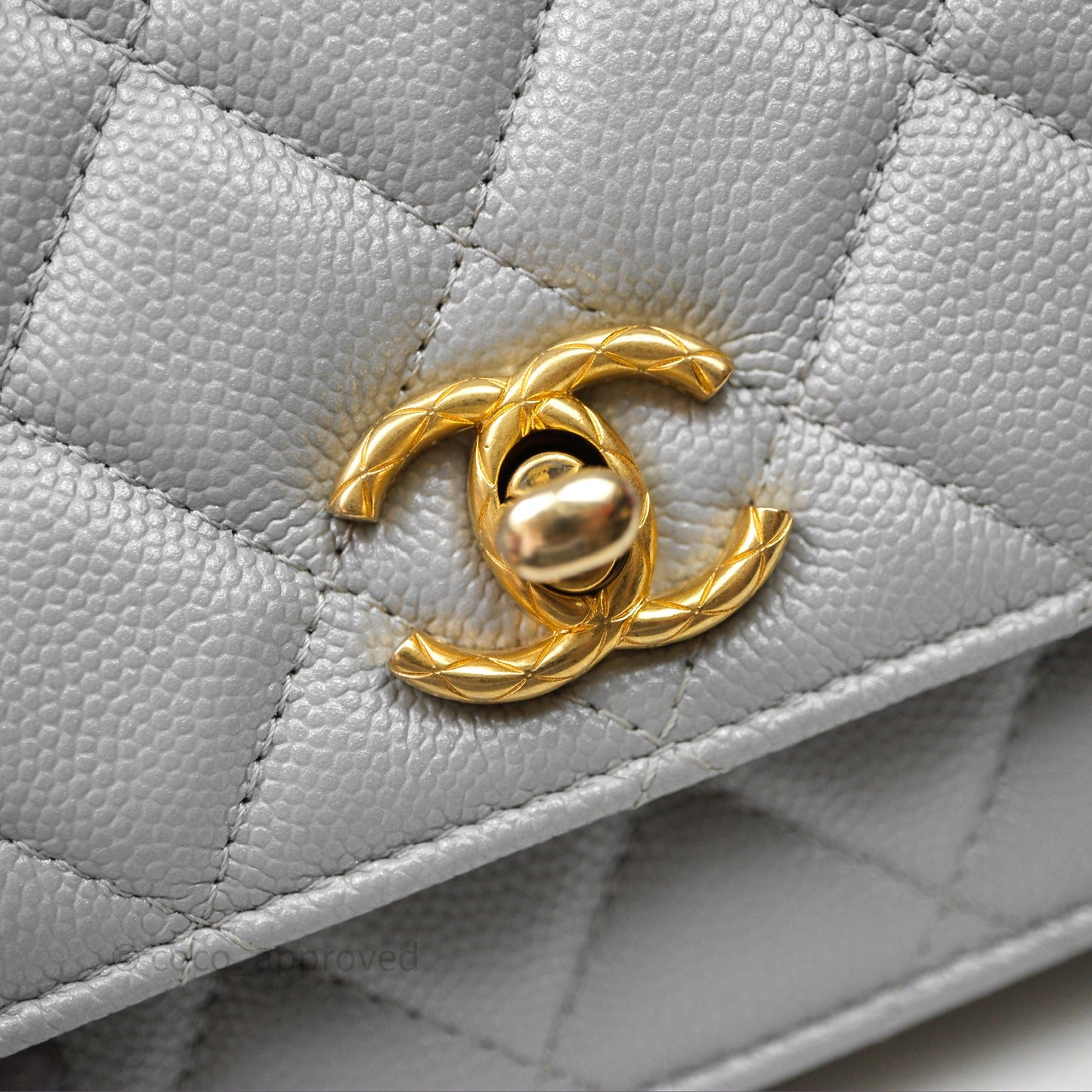 Chanel Wallet On Chain WOC Adjustable CC Chain Grey Iridescent Caviar Aged Gold Hardware