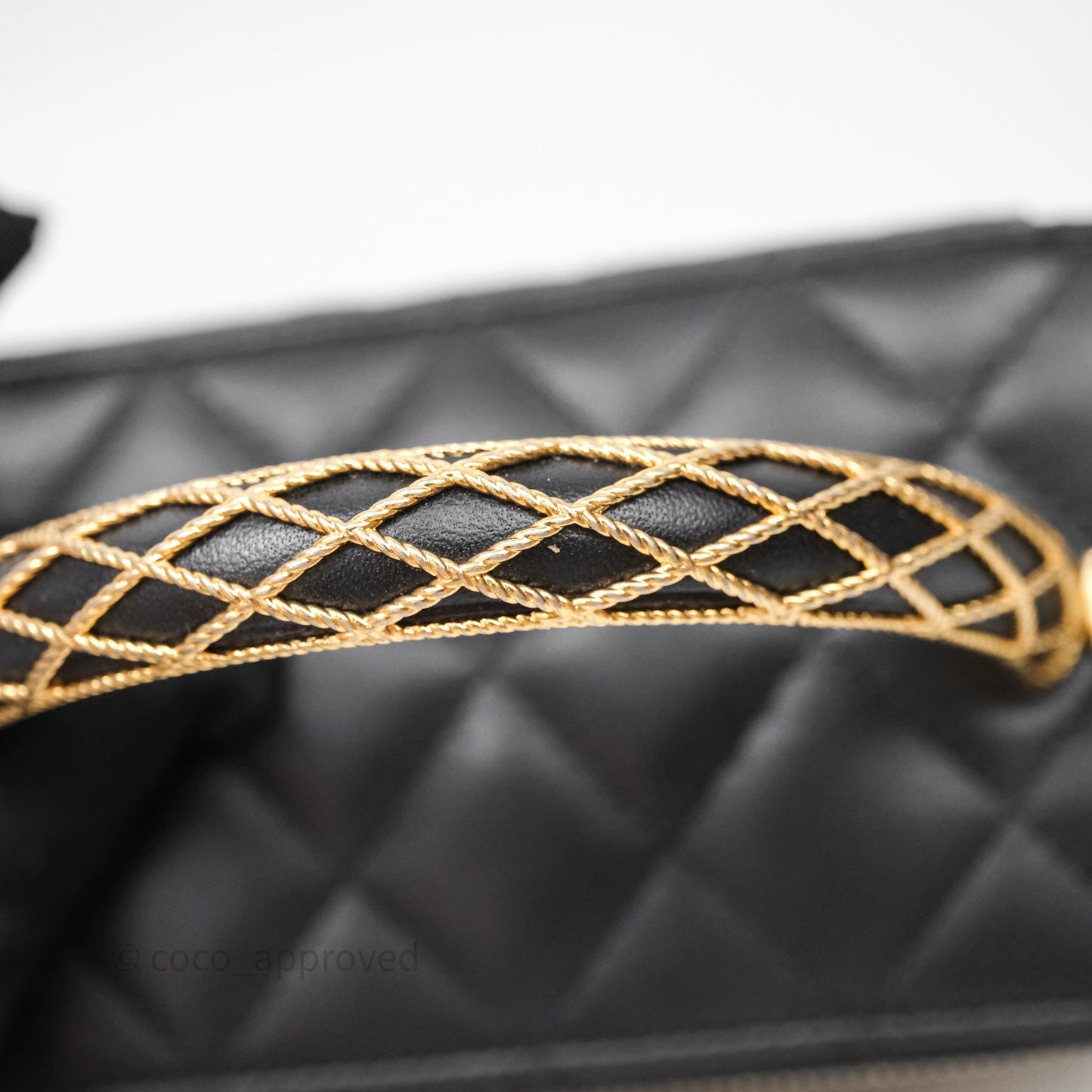 Chanel Top Handle Vanity Rectangular Black Lambskin Aged Gold Hardware