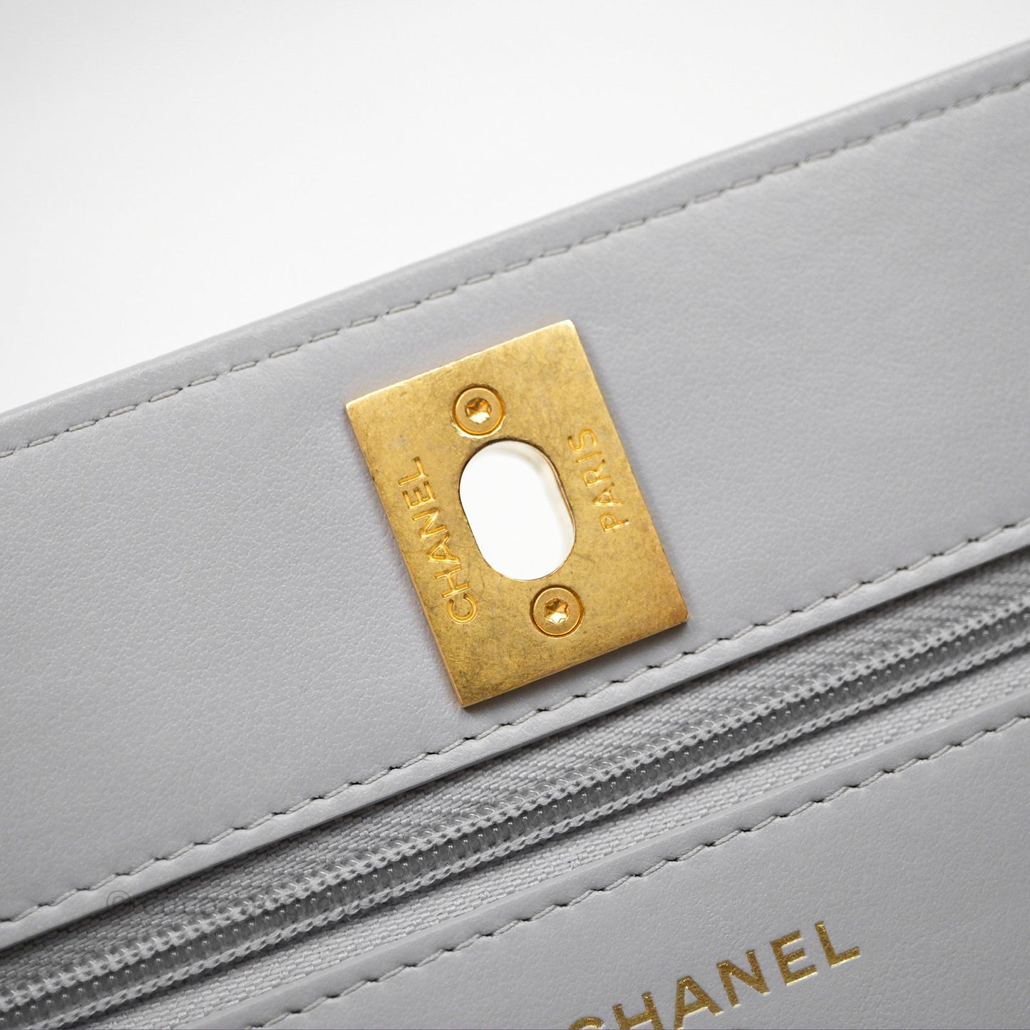 Chanel Wallet On Chain WOC Adjustable CC Chain Grey Iridescent Caviar Aged Gold Hardware