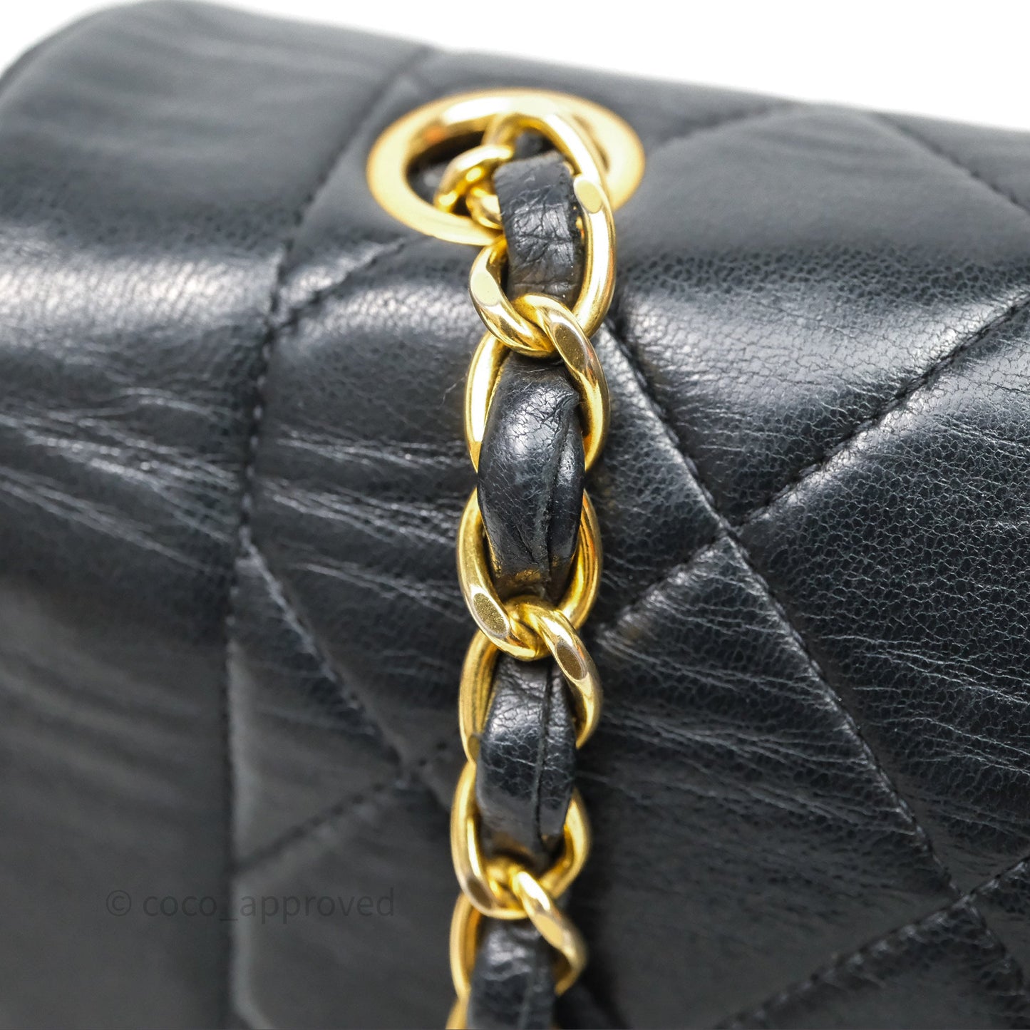 Chanel Vintage Medium Classic Diana Flap Bag Black Lambskin 24K Gold Hardware
