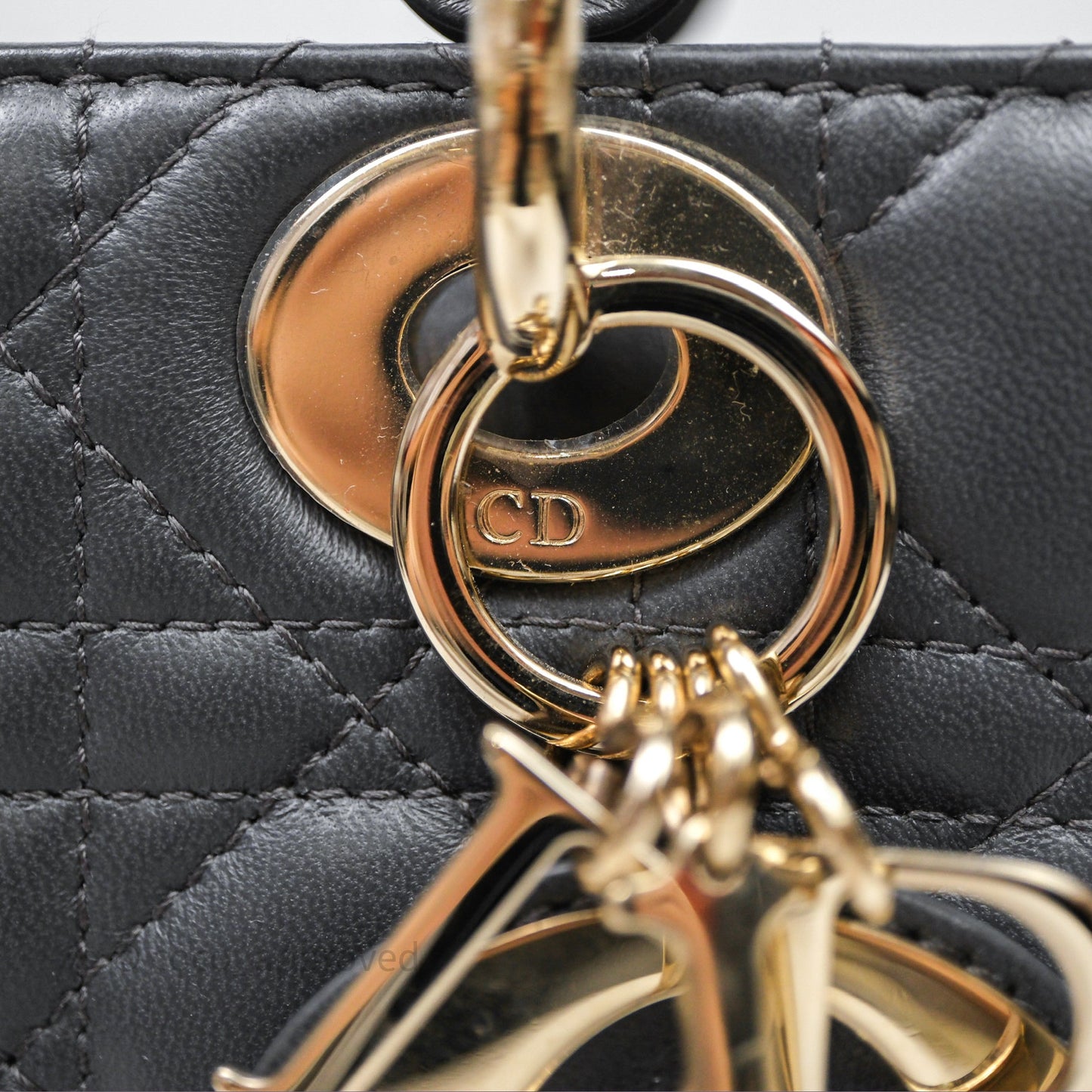 Christian Dior Small Lady Dior My ABCDior Bag Dark Grey Cannage Lambskin