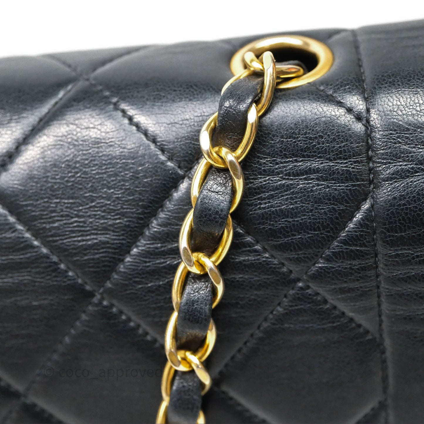 Chanel Vintage Medium Classic Diana Flap Bag Black Lambskin 24K Gold Hardware