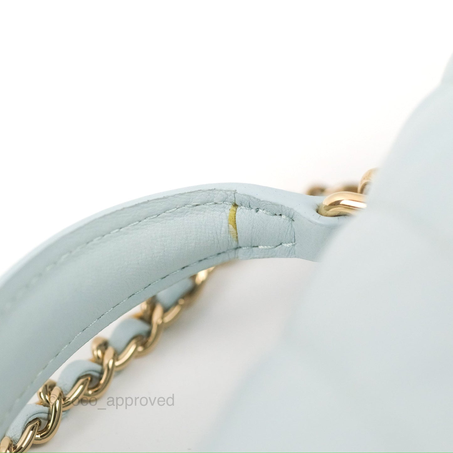 Chanel Top Handle Mini Rectangular Flap Bag Light Blue Lambskin Gold Hardware