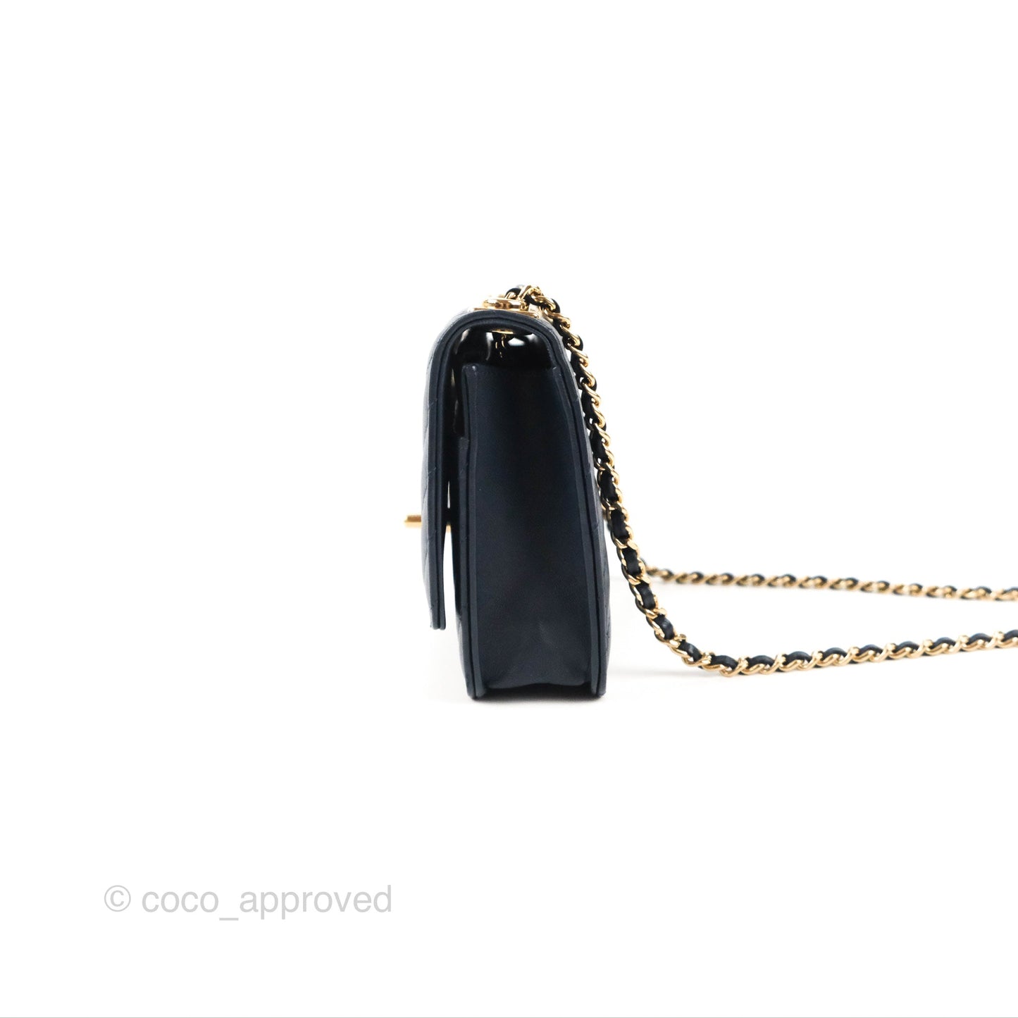 Chanel Trendy CC WOC Wallet on Chain Chevron Navy Lambskin Gold Hardware