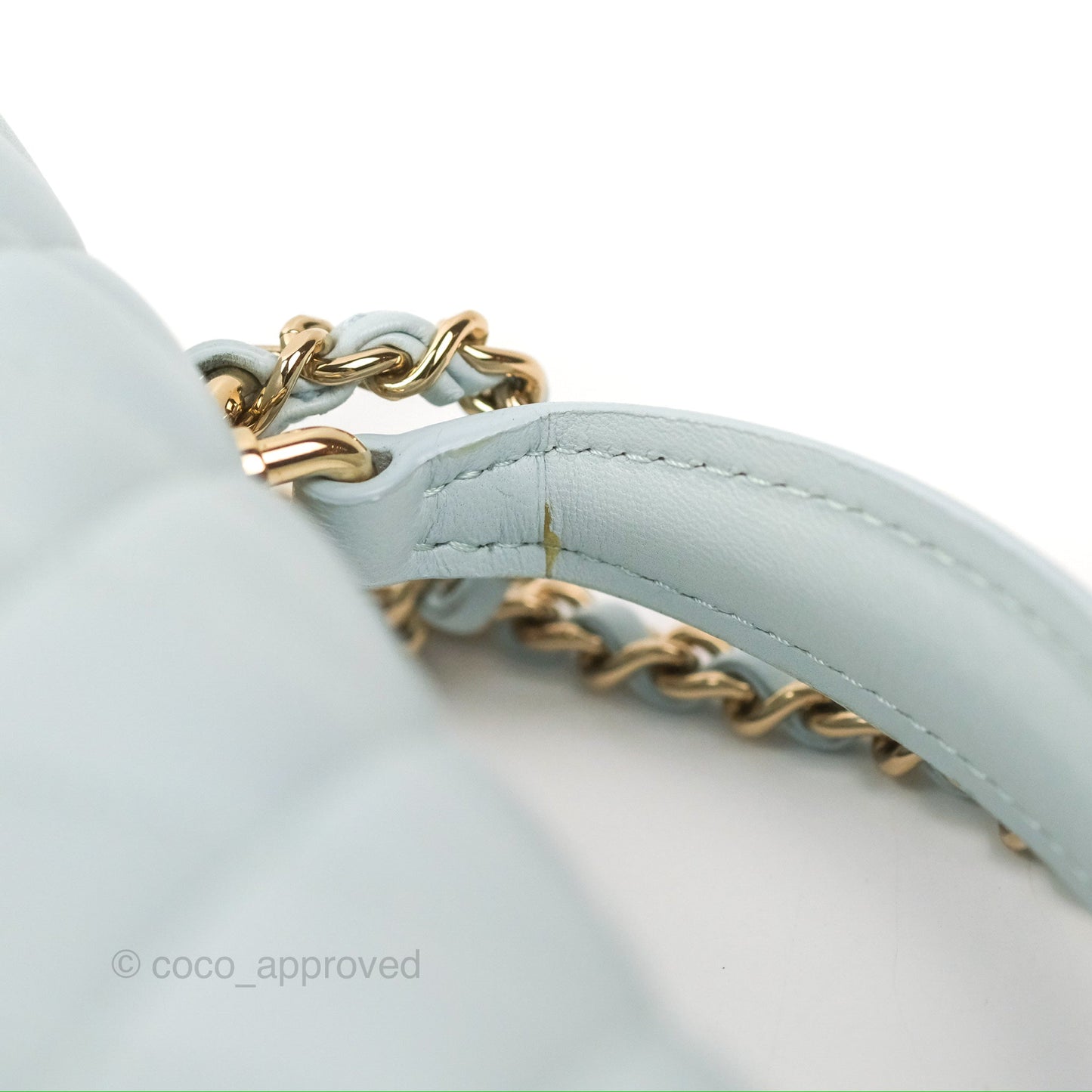 Chanel Top Handle Mini Rectangular Flap Bag Light Blue Lambskin Gold Hardware