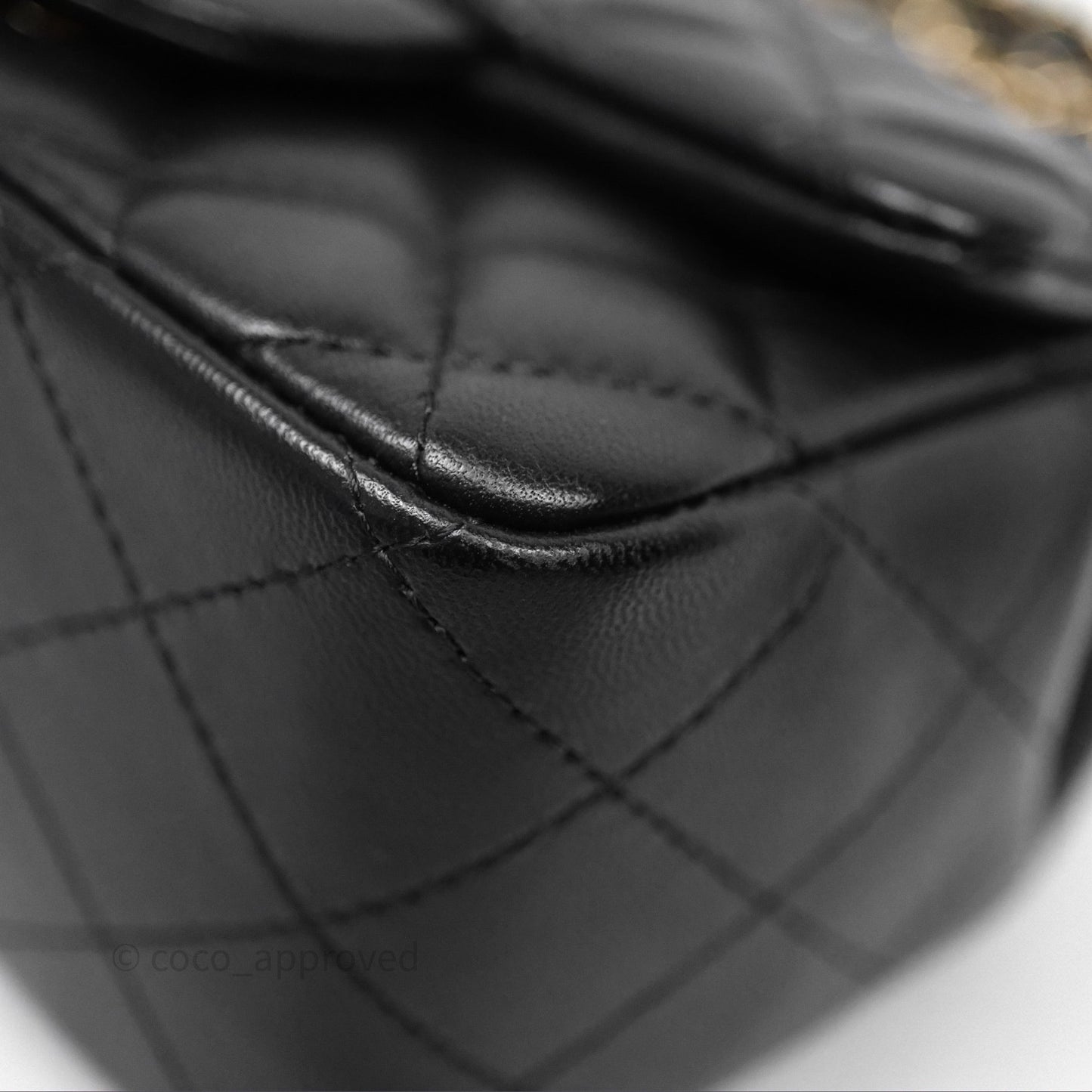Chanel Mini Square Black Lambskin Gold Hardware