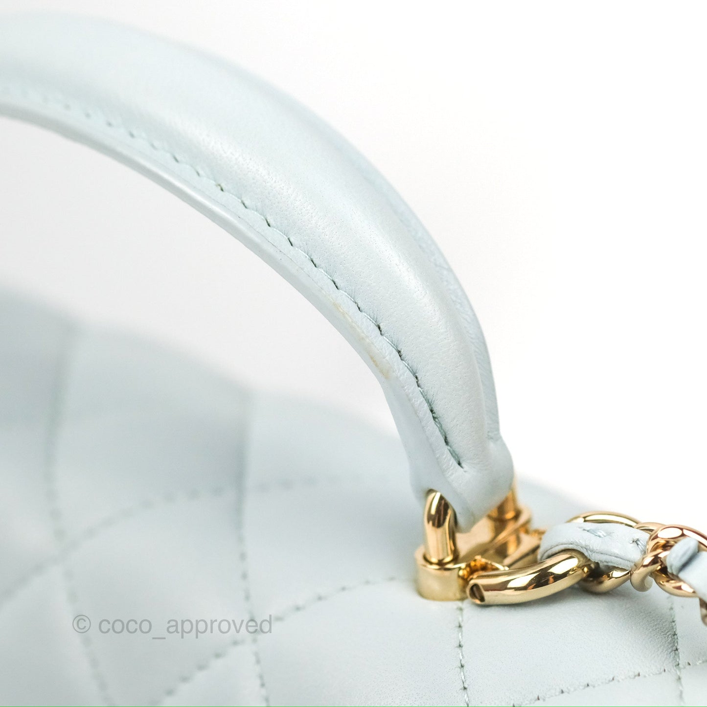 Chanel Top Handle Mini Rectangular Flap Bag Light Blue Lambskin Gold Hardware