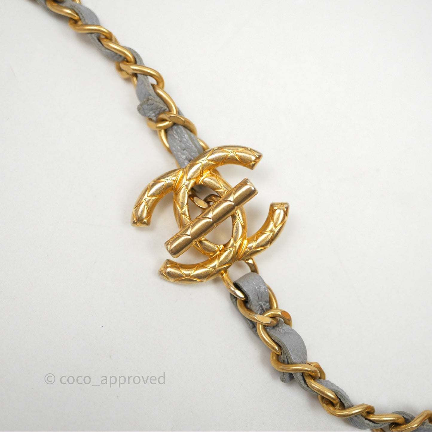 Chanel Wallet On Chain WOC Adjustable CC Chain Grey Iridescent Caviar Aged Gold Hardware