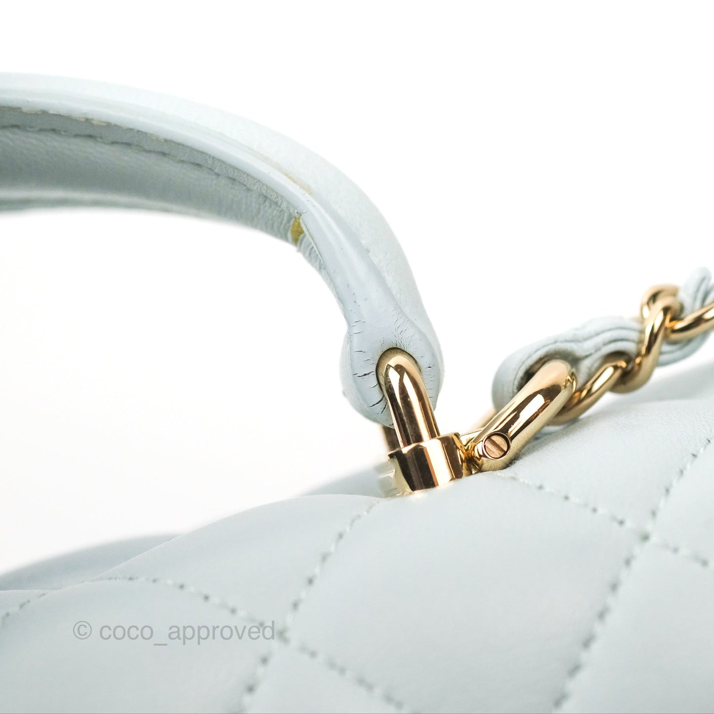 Chanel Top Handle Mini Rectangular Flap Bag Light Blue Lambskin Gold Hardware