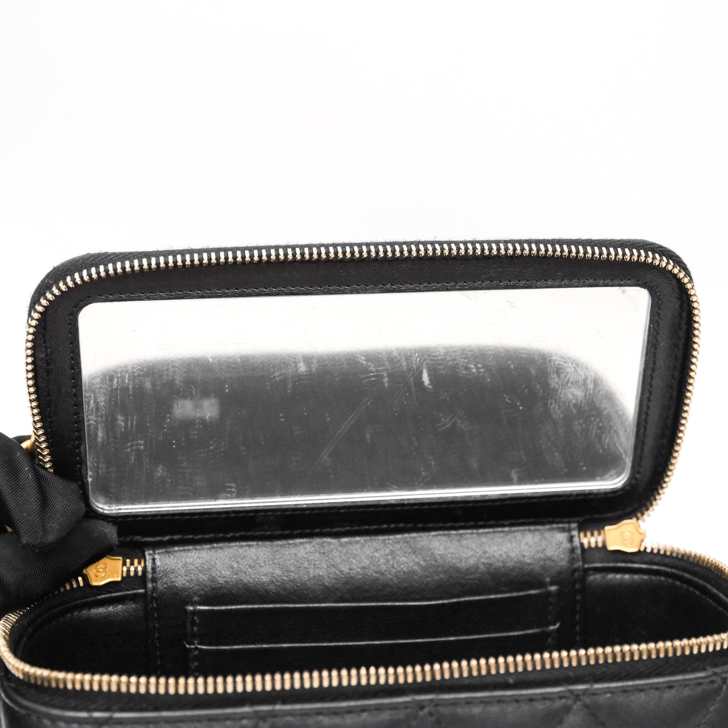 Chanel Top Handle Vanity Rectangular Black Lambskin Aged Gold Hardware