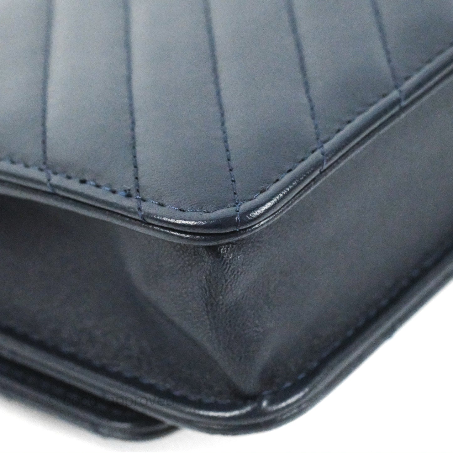 Chanel Trendy CC WOC Wallet on Chain Chevron Navy Lambskin Gold Hardware