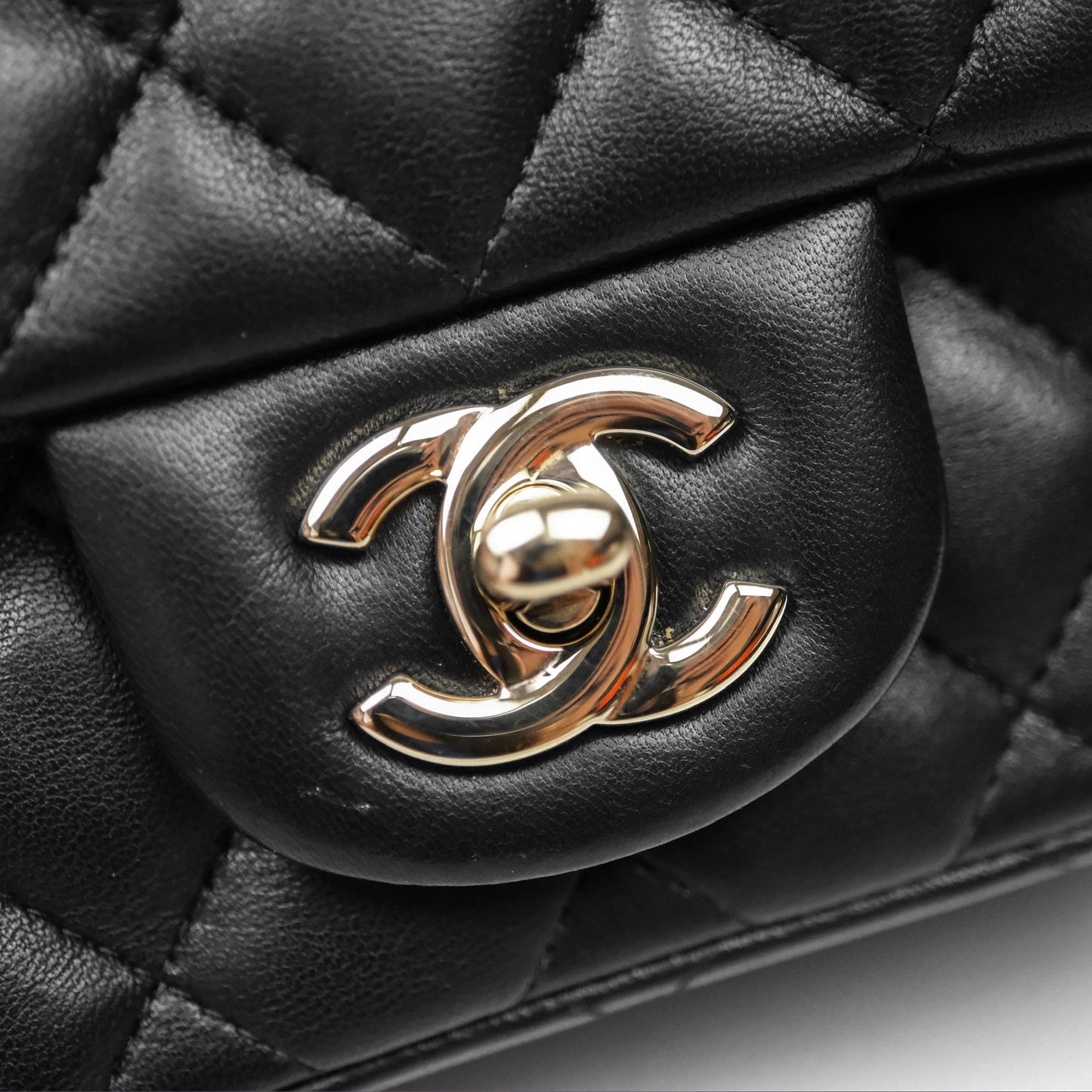 Chanel Mini Square Black Lambskin Gold Hardware