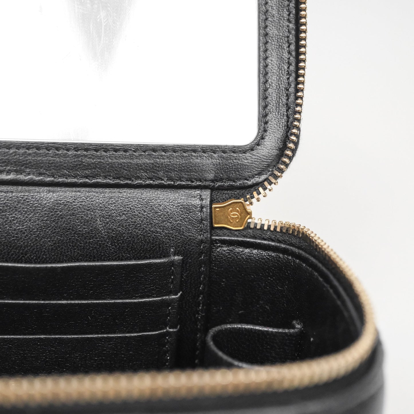 Chanel Top Handle Vanity Rectangular Black Lambskin Aged Gold Hardware